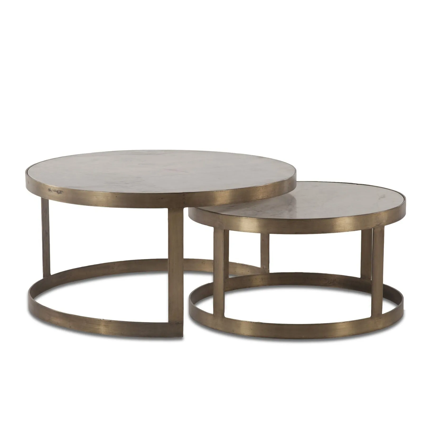 Contemporary White Marble Nesting Coffee Tables