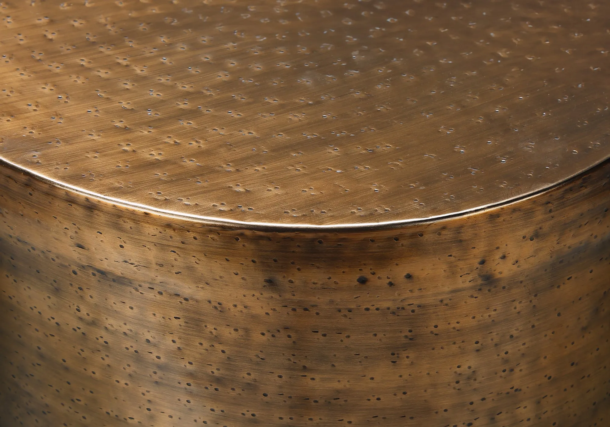 Copper Metal Accent Table - Contemporary Modern Drum