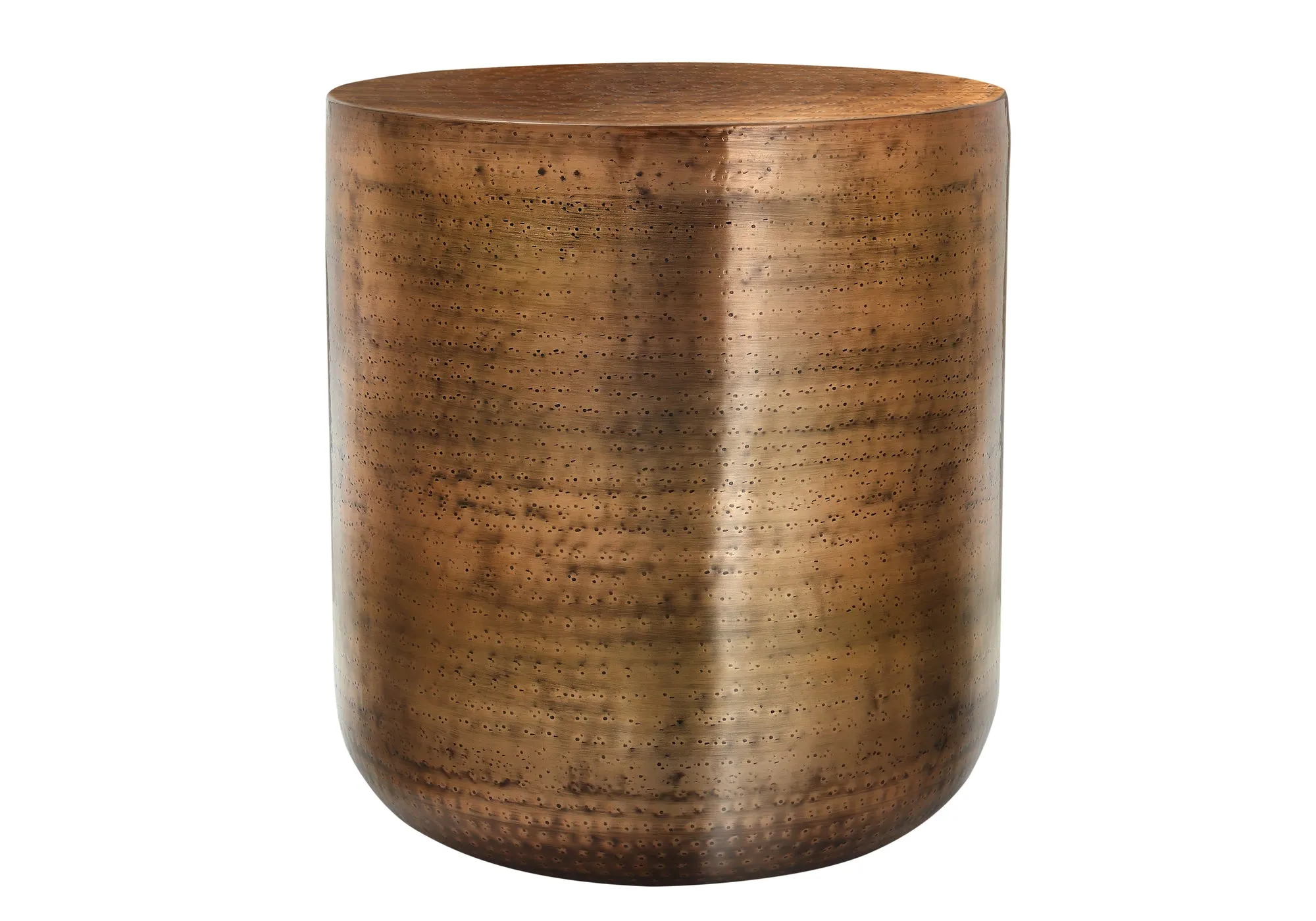 Copper Metal Accent Table - Contemporary Modern Drum