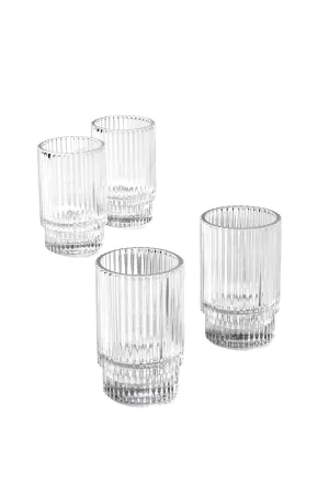 cozy Slim Clear Ribbed Glass Votive Holder, Christmas, Home DÃ©cor, Pack of 24 Pleated Clear 3.75" Tall