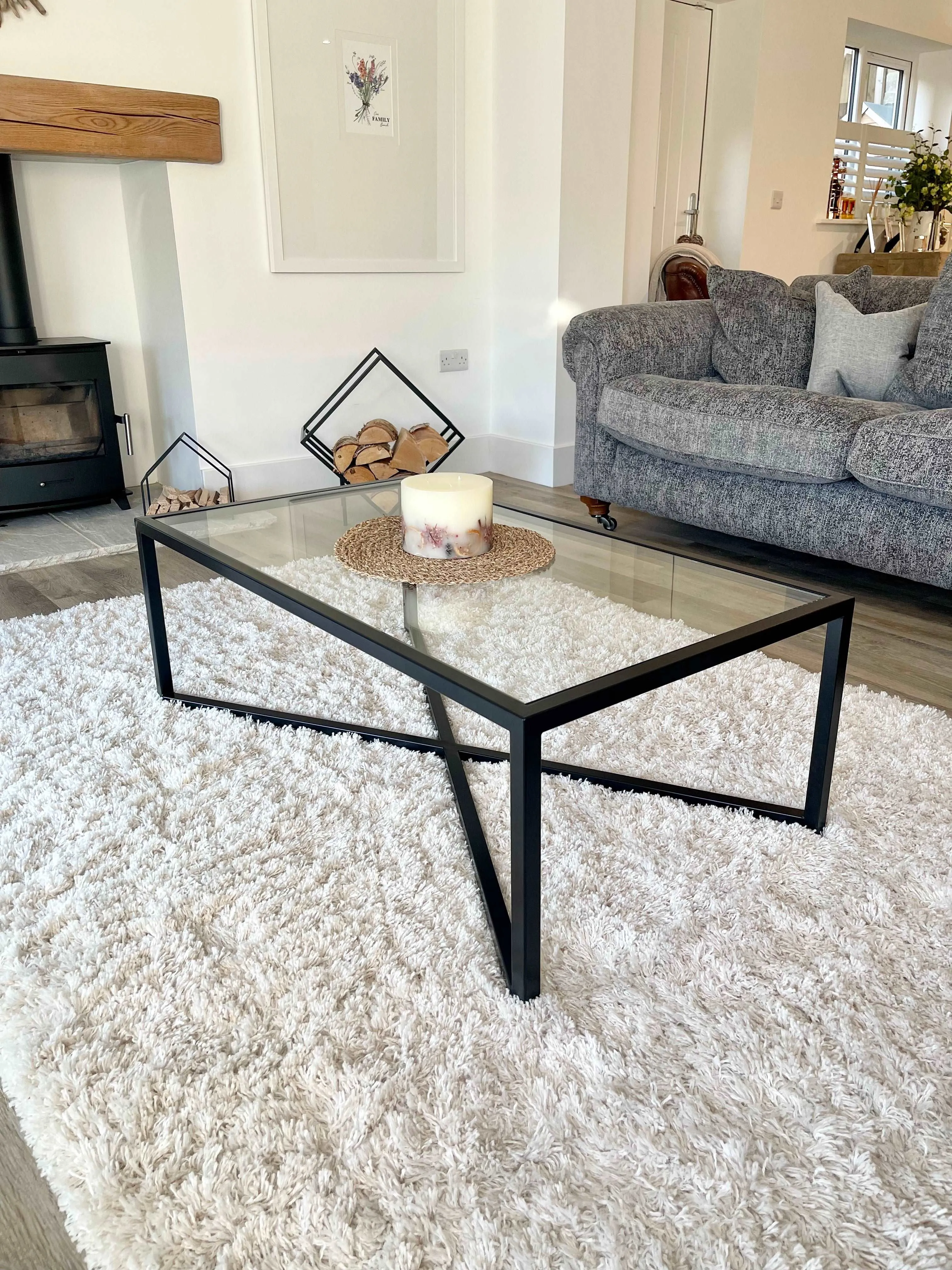 Crossley Glass Metal Coffee Table - Black