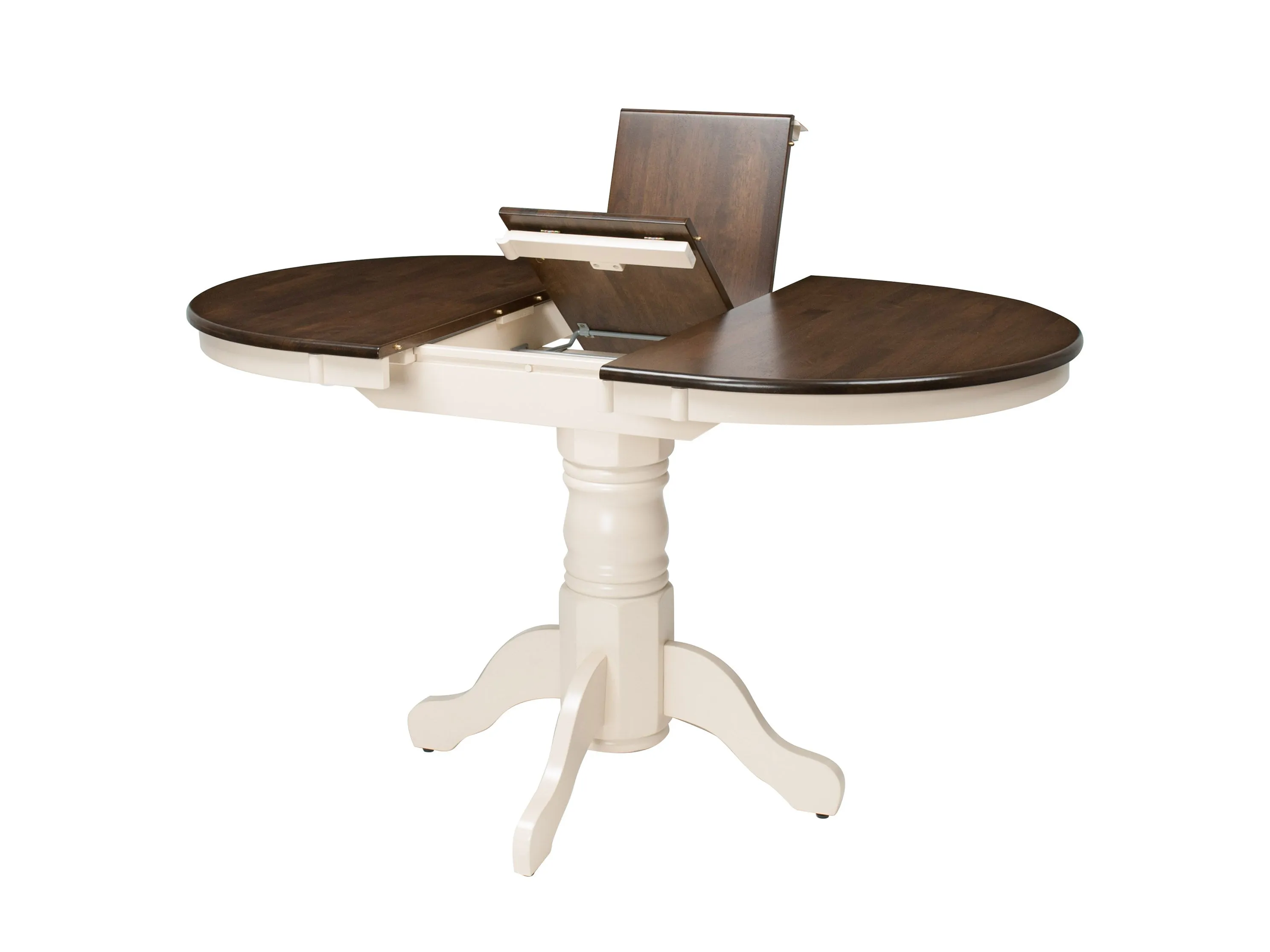 Dark Brown and Cream Extendable Oval Dining Table