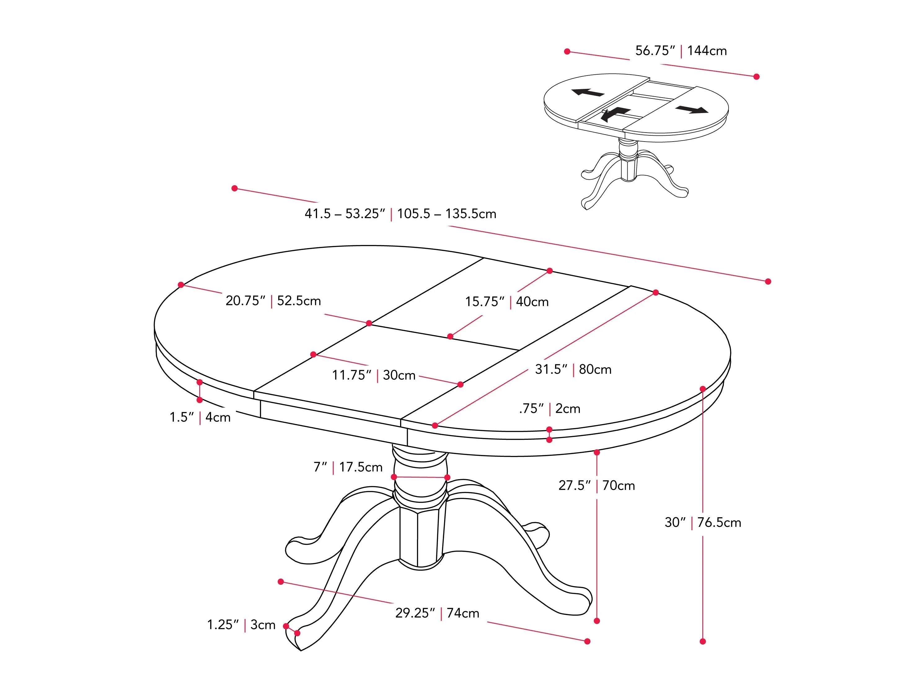 Dark Brown and Cream Extendable Oval Dining Table