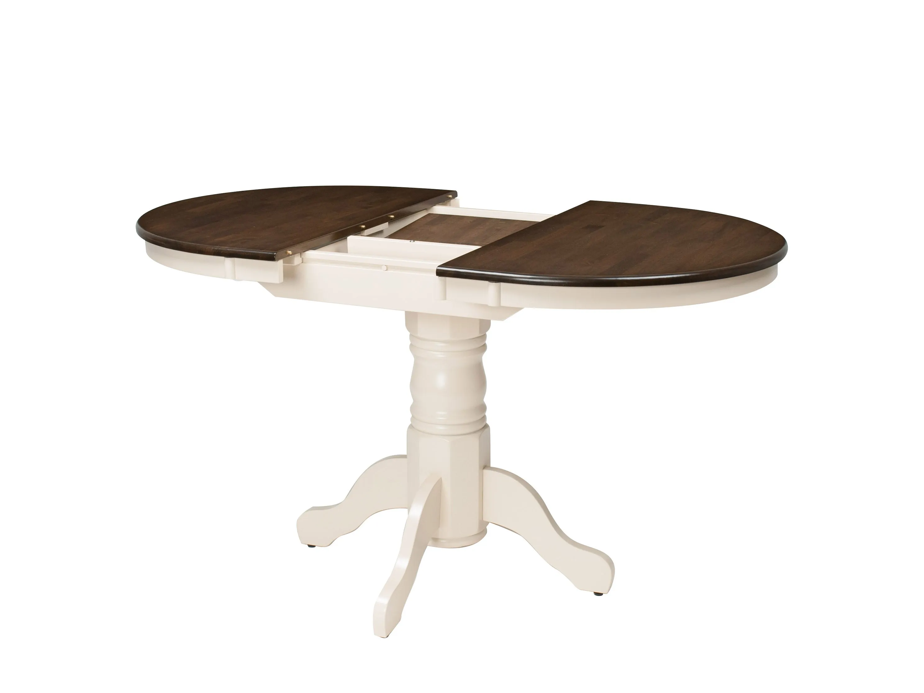 Dark Brown and Cream Extendable Oval Dining Table