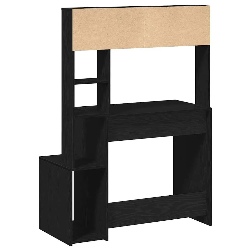 Desk with Shelves Black 100x45x140 cm Engineered Wood