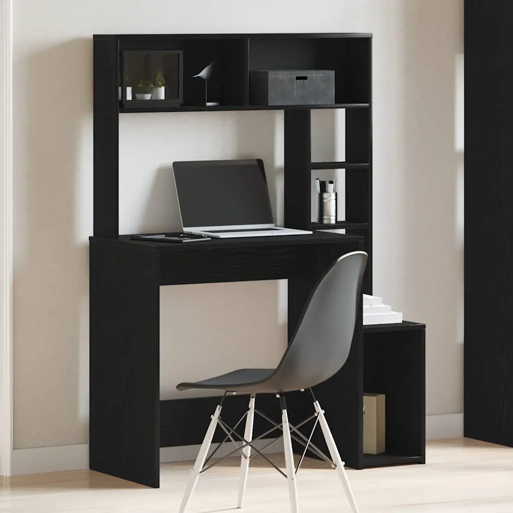 Desk with Shelves Black 100x45x140 cm Engineered Wood