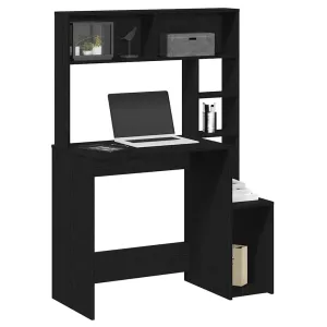 Desk with Shelves Black 100x45x140 cm Engineered Wood