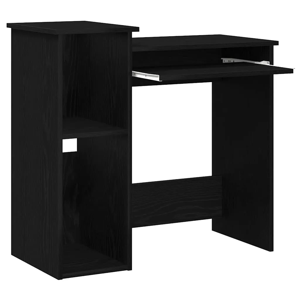 Desk with Shelves Black 84x40x78 cm Engineered Wood