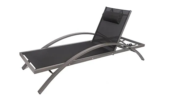 Duoyes Outdoor Sling Chaise Lounge, Lightweight Sun Lounge Modular in Aluminum Frame with Pillow