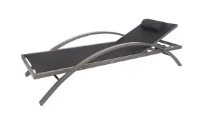 Duoyes Outdoor Sling Chaise Lounge, Lightweight Sun Lounge Modular in Aluminum Frame with Pillow