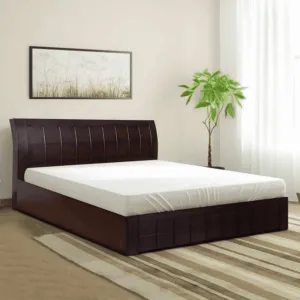 Ellis Wooden Bed with Storage in Brown Finish