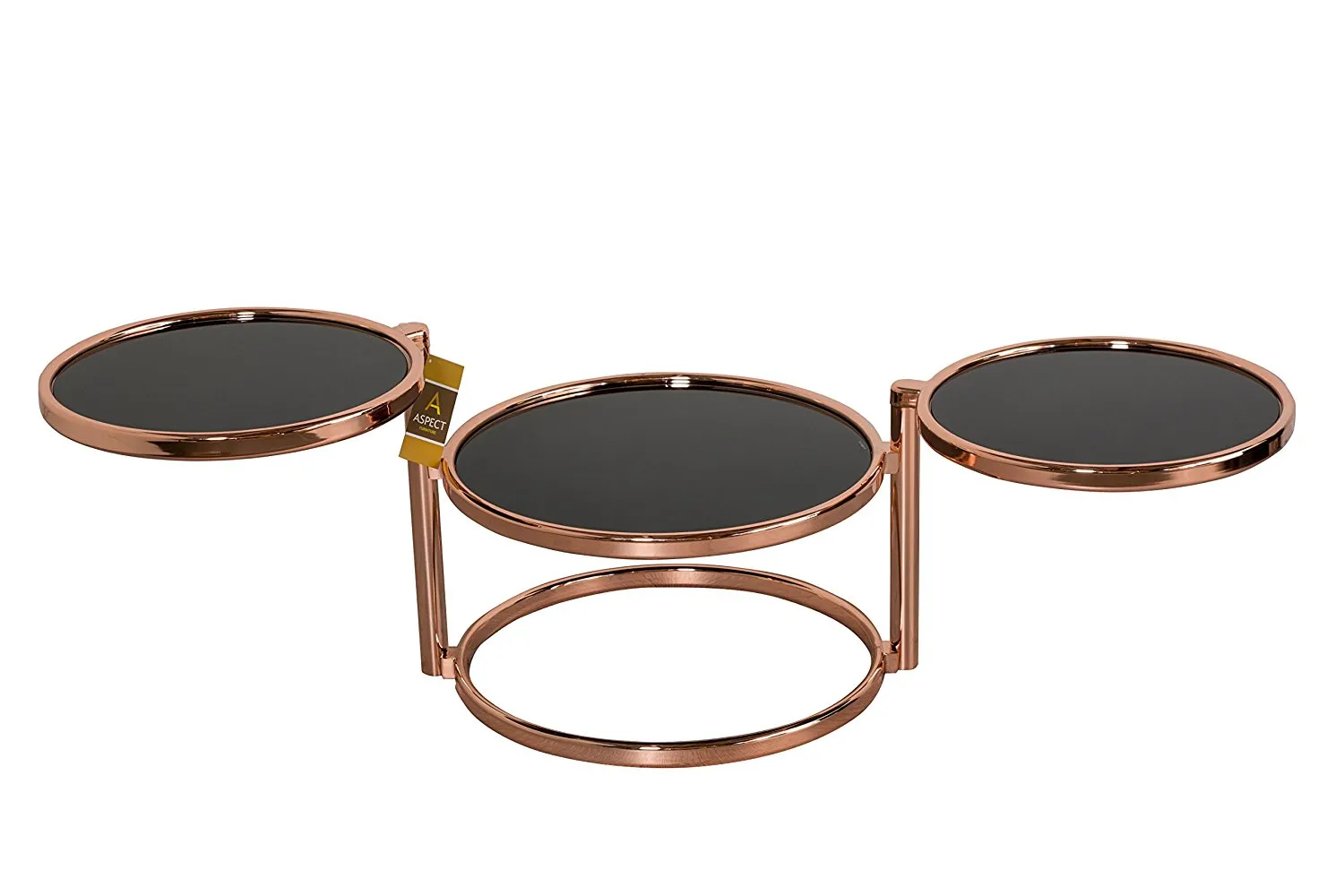 Eternity Coffee Table with Swivel Motion, Metal, Copper/Black