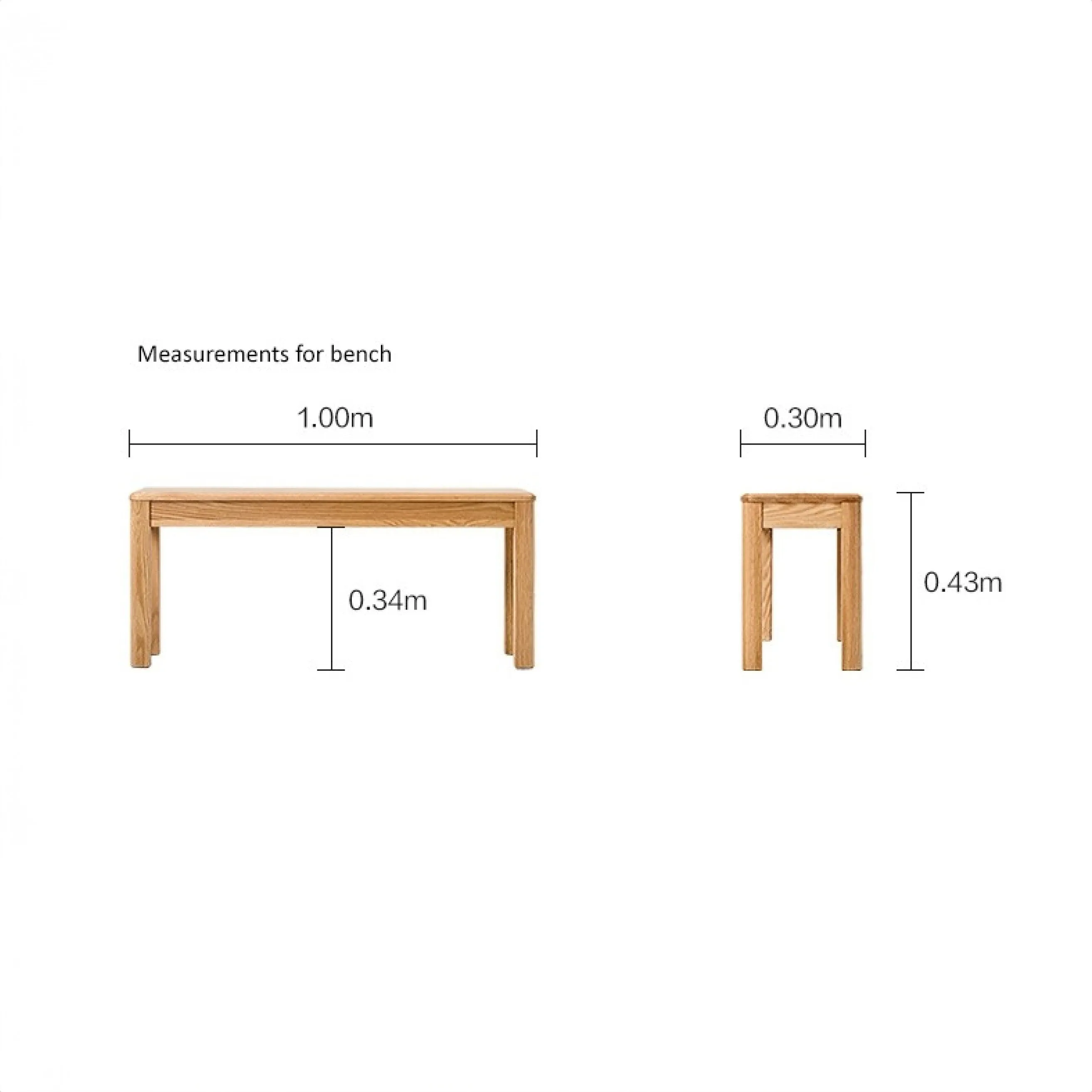 EVELYN Solid Oak Bench