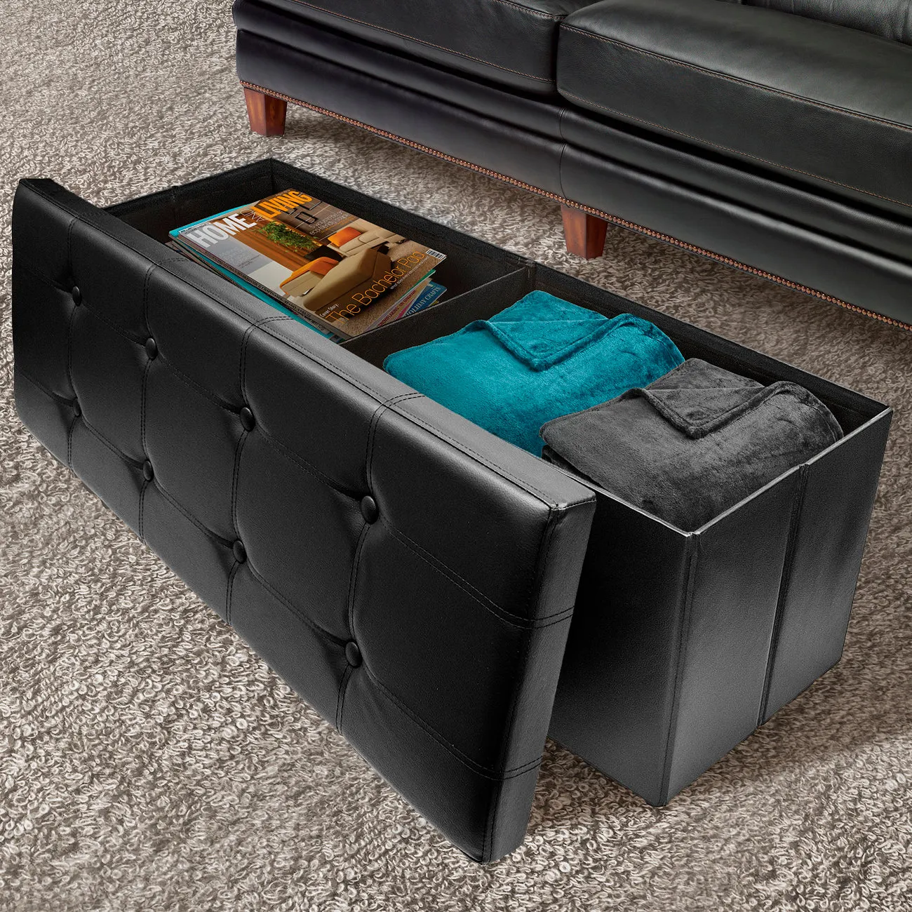 Faux Leather Storage Bench (Large)