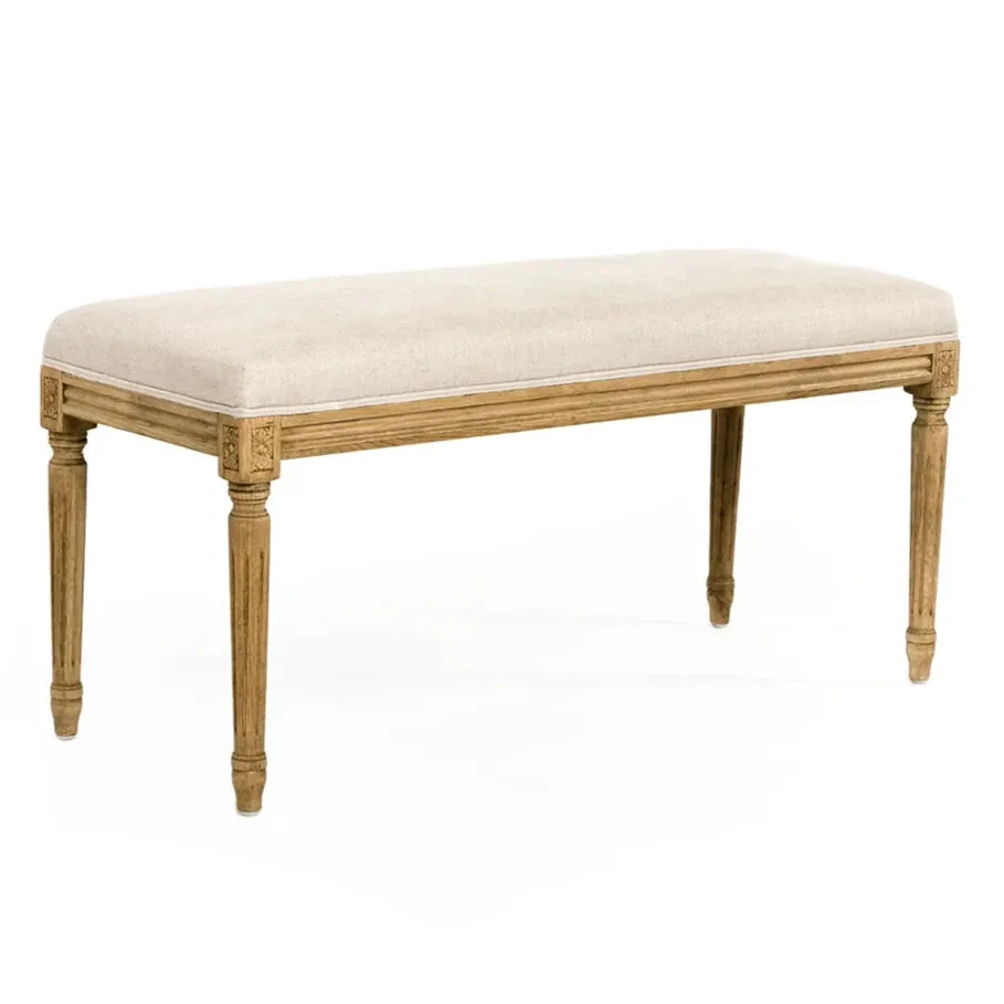 French Upholstered Cream Bench