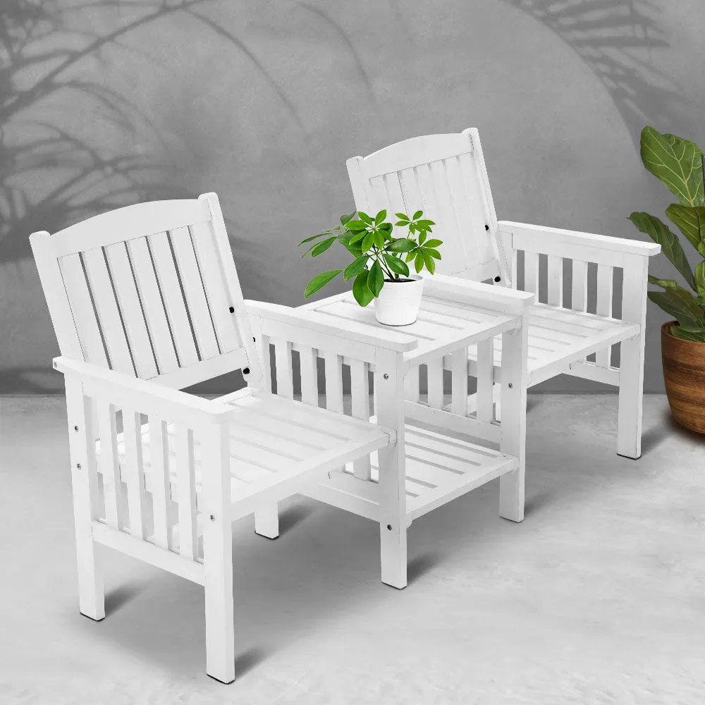 Garden Bench Chair Table Loveseat Wooden Outdoor Furniture Patio Park White