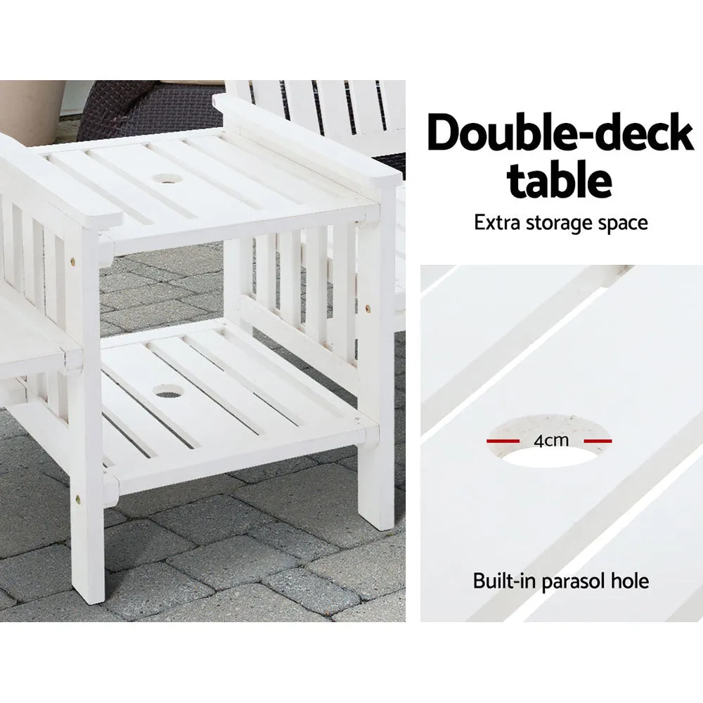 Garden Bench Chair Table Loveseat Wooden Outdoor Furniture Patio Park White