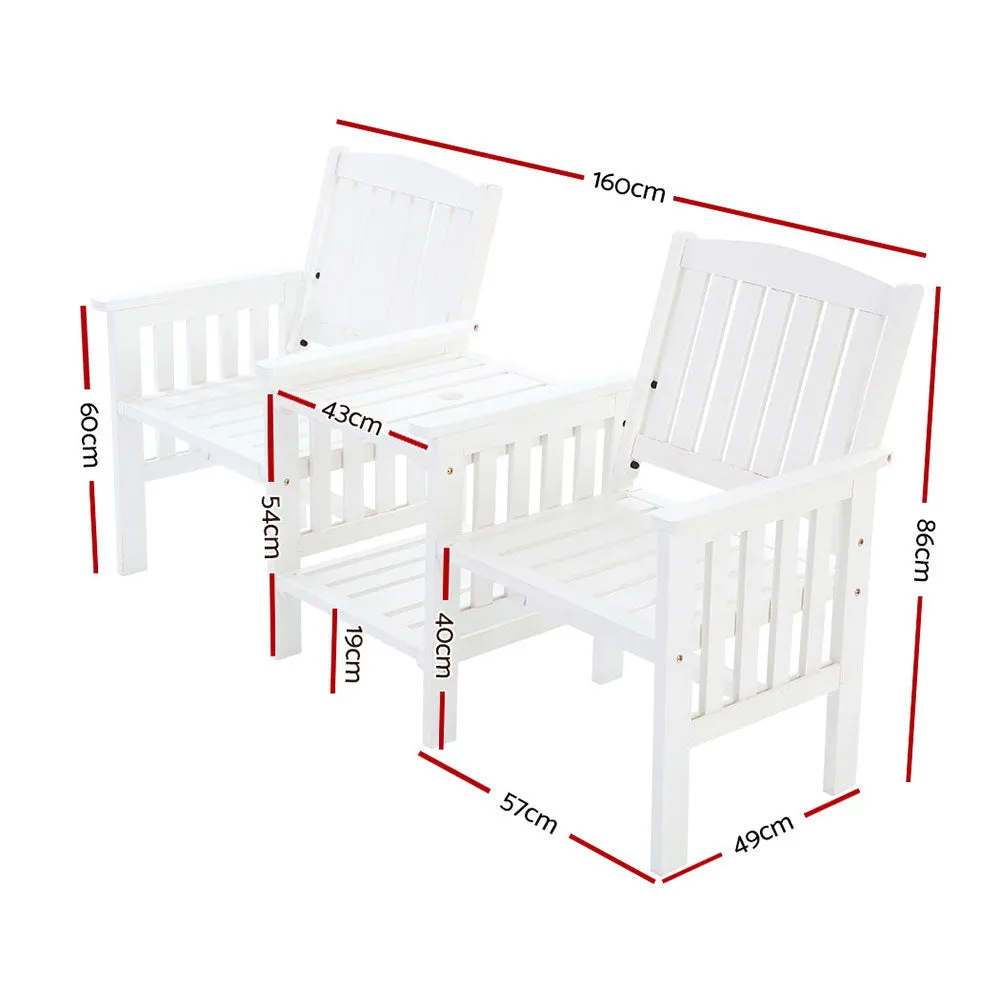 Garden Bench Chair Table Loveseat Wooden Outdoor Furniture Patio Park White