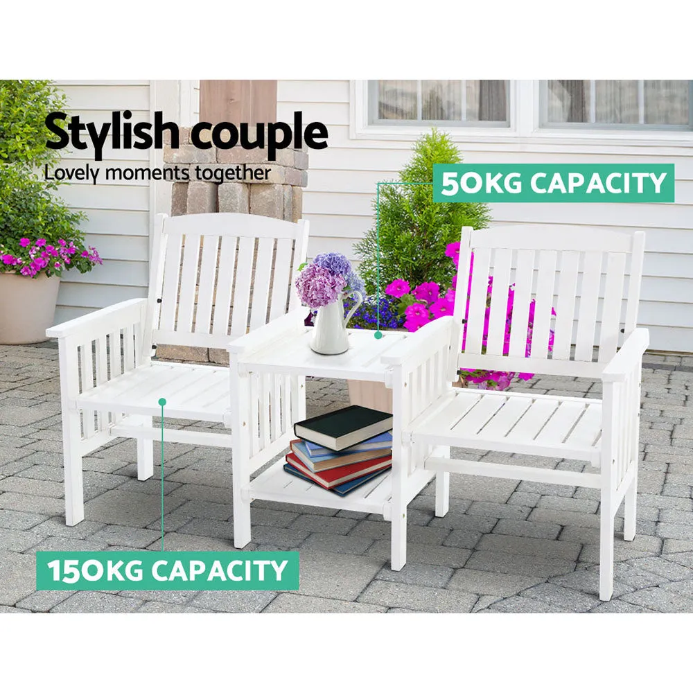 Garden Bench Chair Table Loveseat Wooden Outdoor Furniture Patio Park White