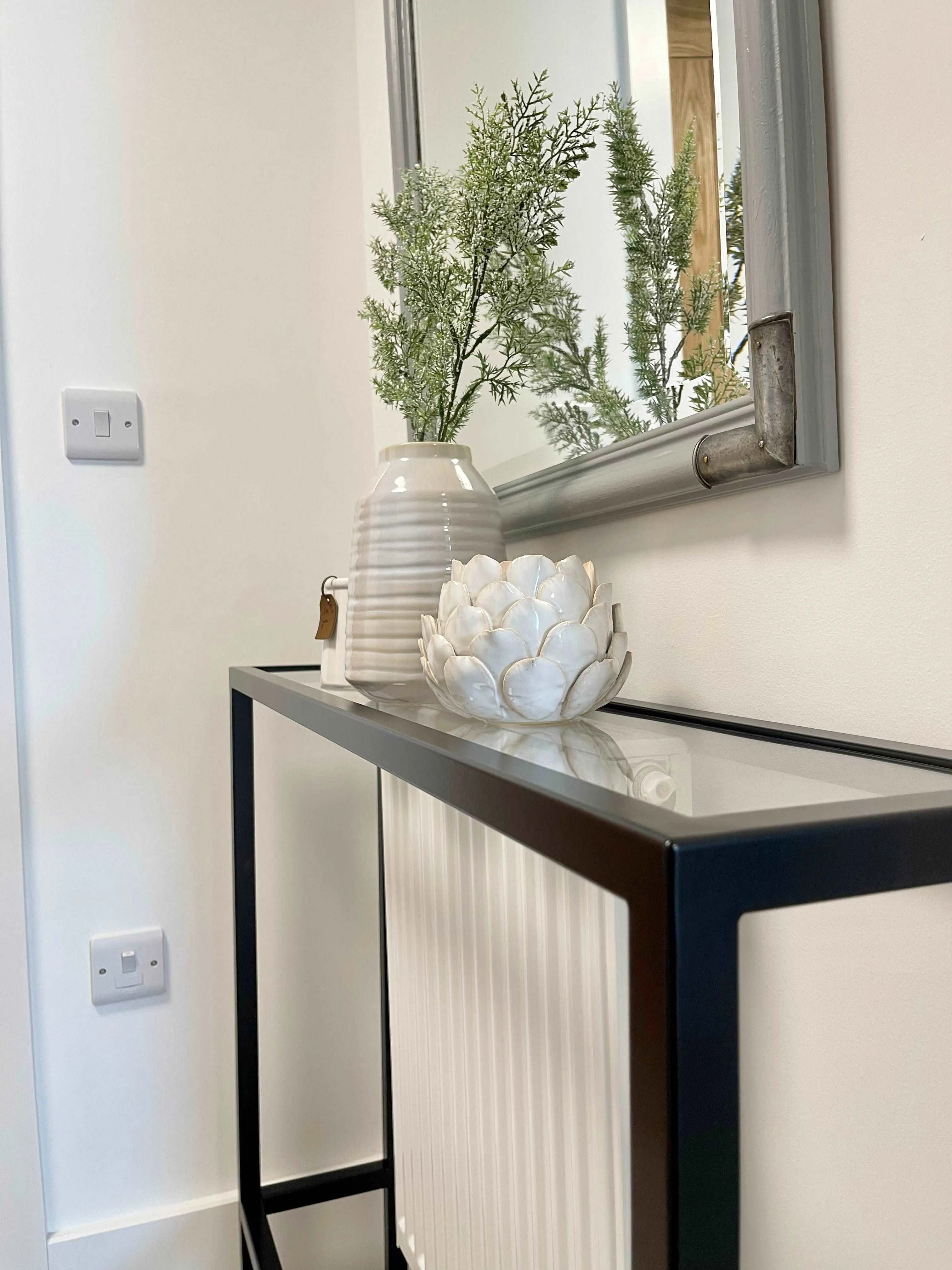 Glass Metal Radiator Console