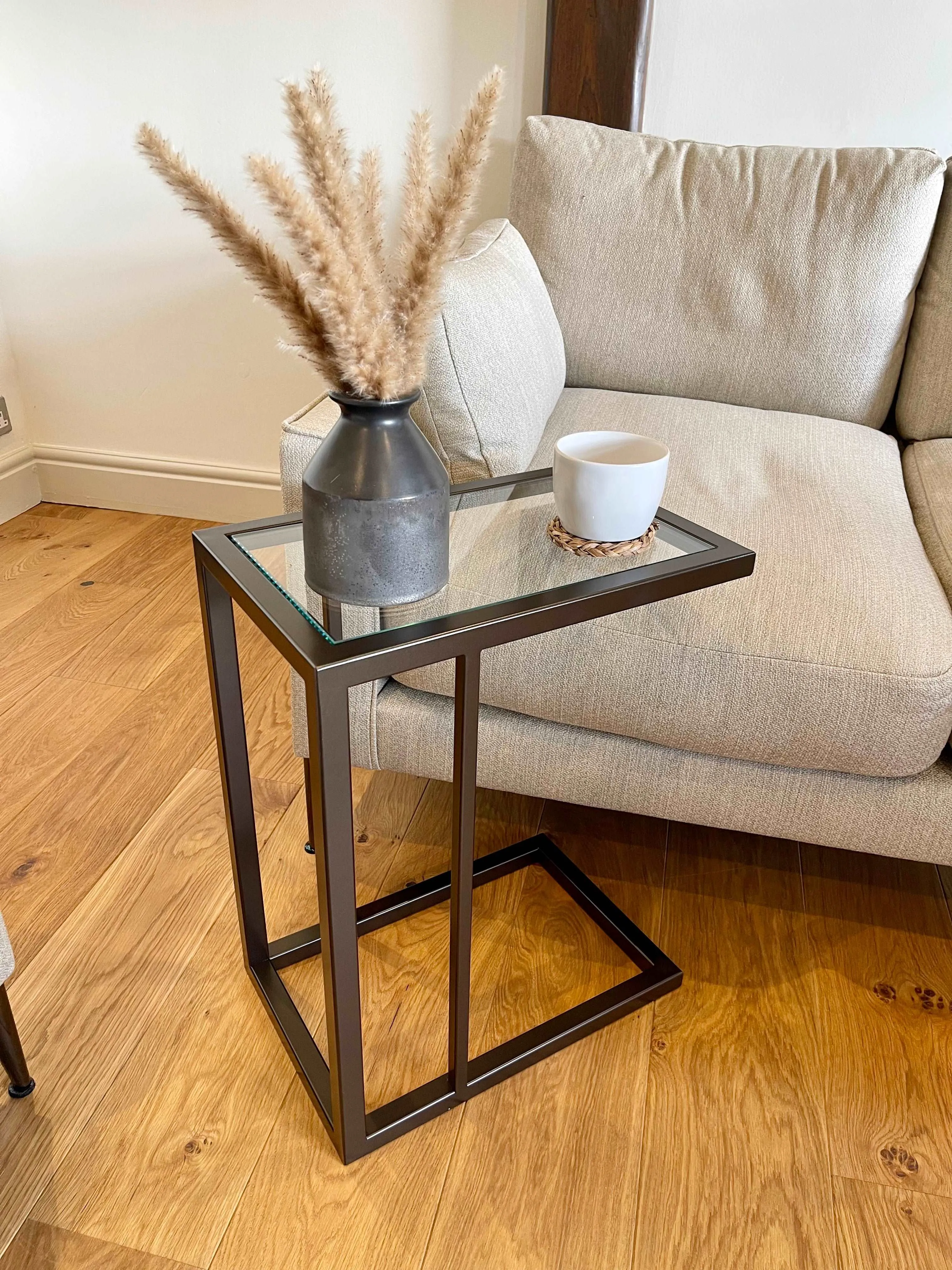 Glass Sofa Side Table - Dark Bronze