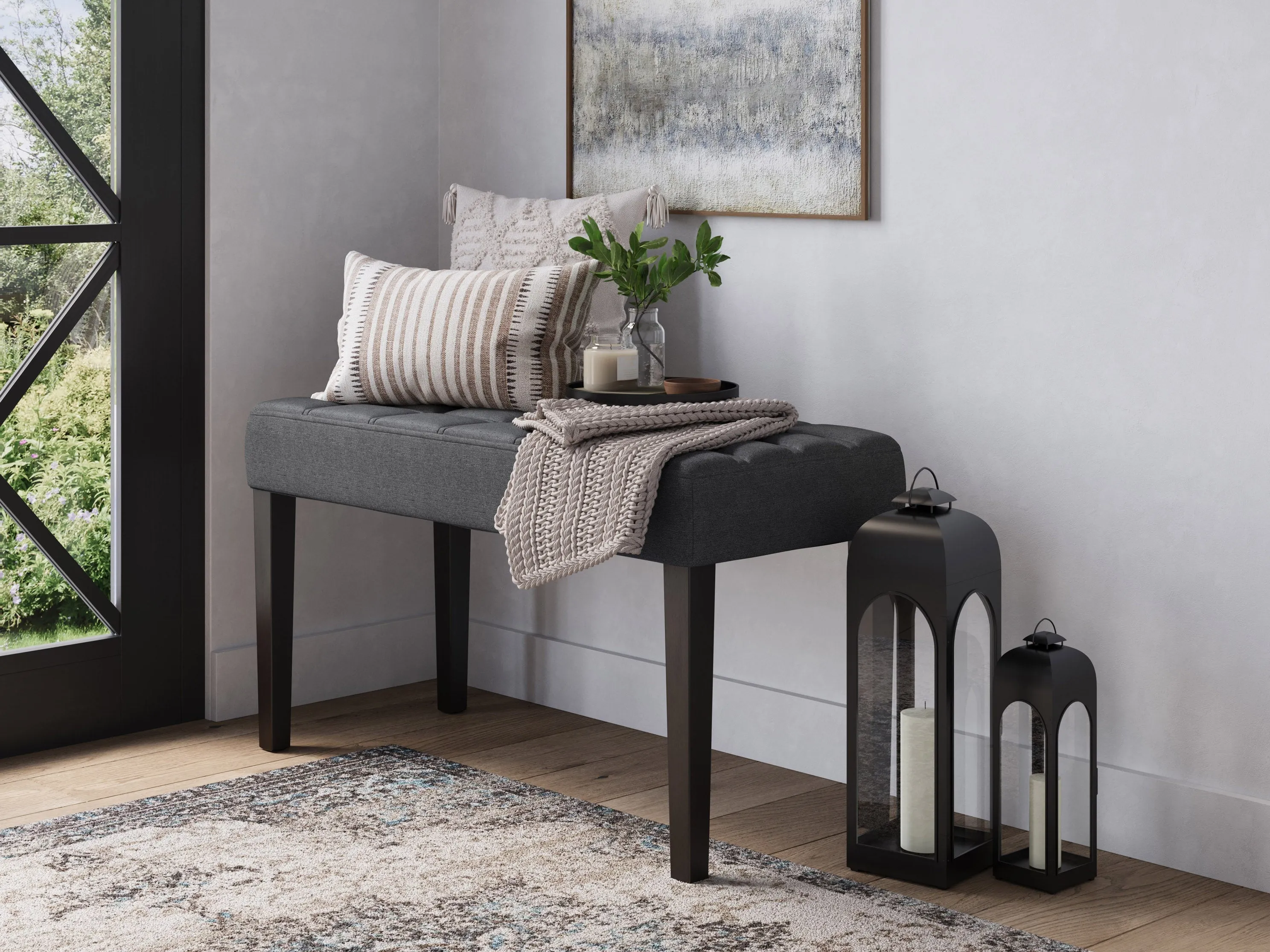 Grey Entryway Bench