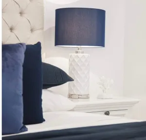 Hampton White Lamp Blue Shade