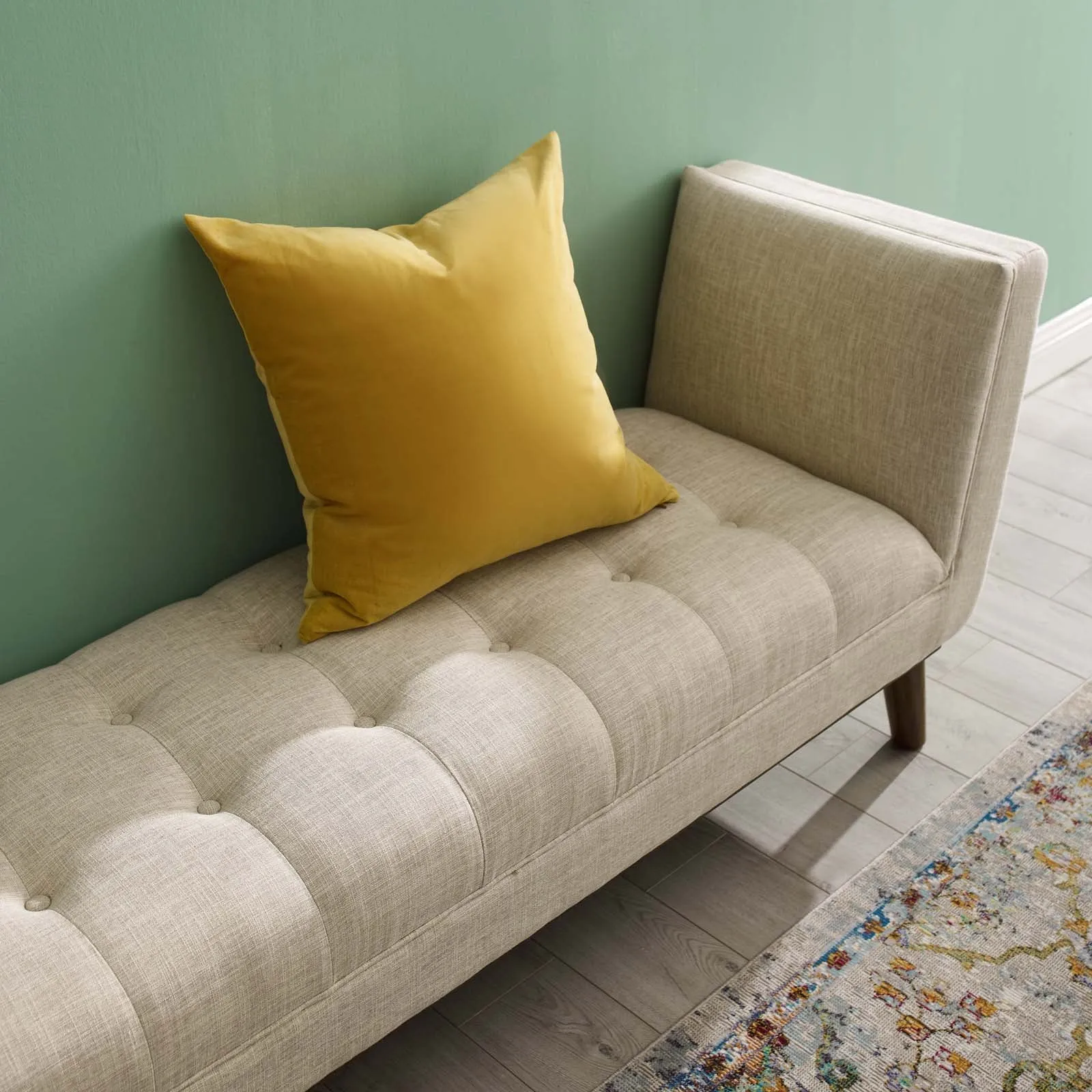 Haven Tufted Button Upholstered Fabric Accent Bench