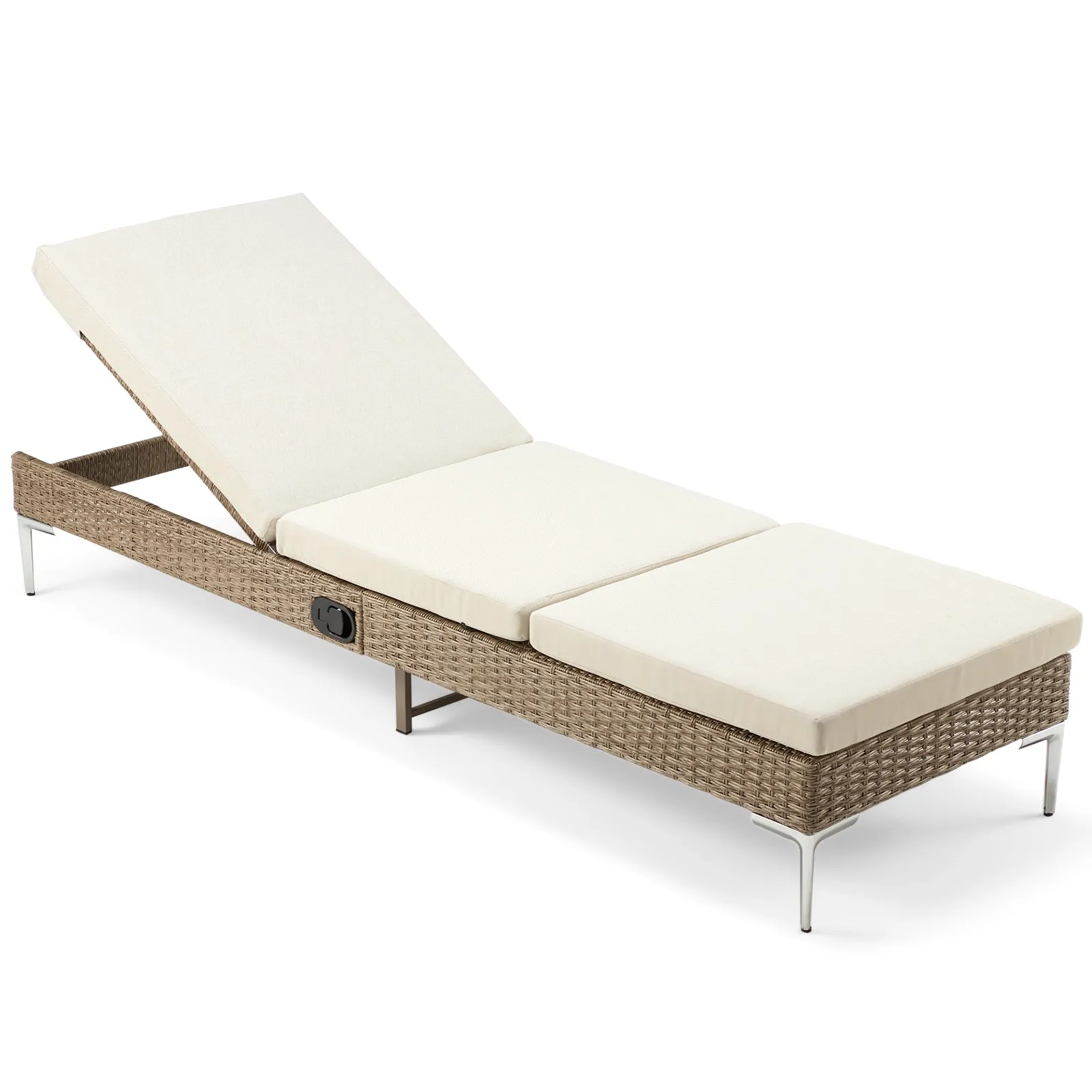 Homrest 2PCs Patio Chaise Lounge Chair Outdoor Clearance with Thickened Cushion, Stepless Adjustable with Gas Cylinder, Beige