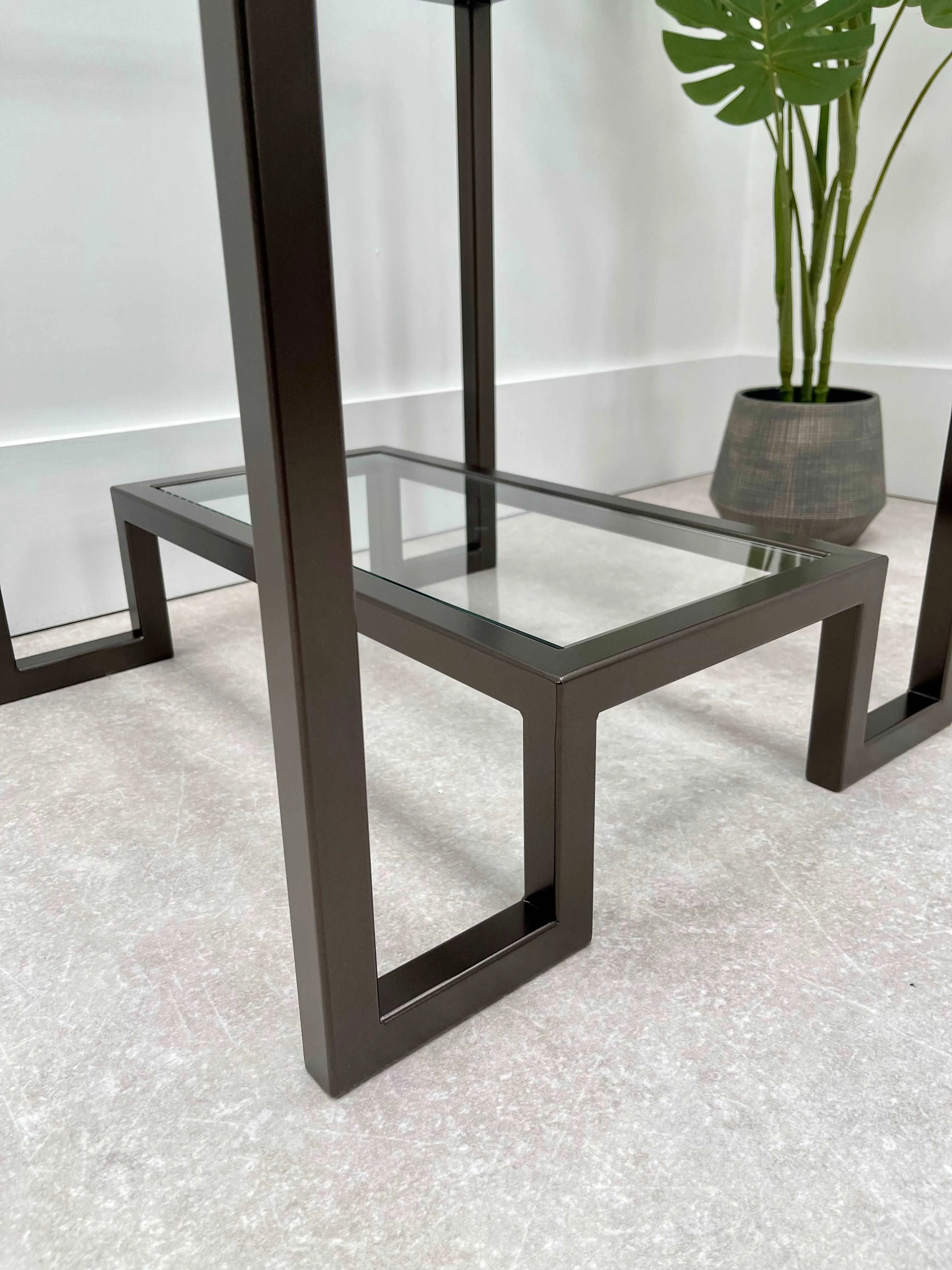 Hudson Glass Metal Side Table - Dark Bronze