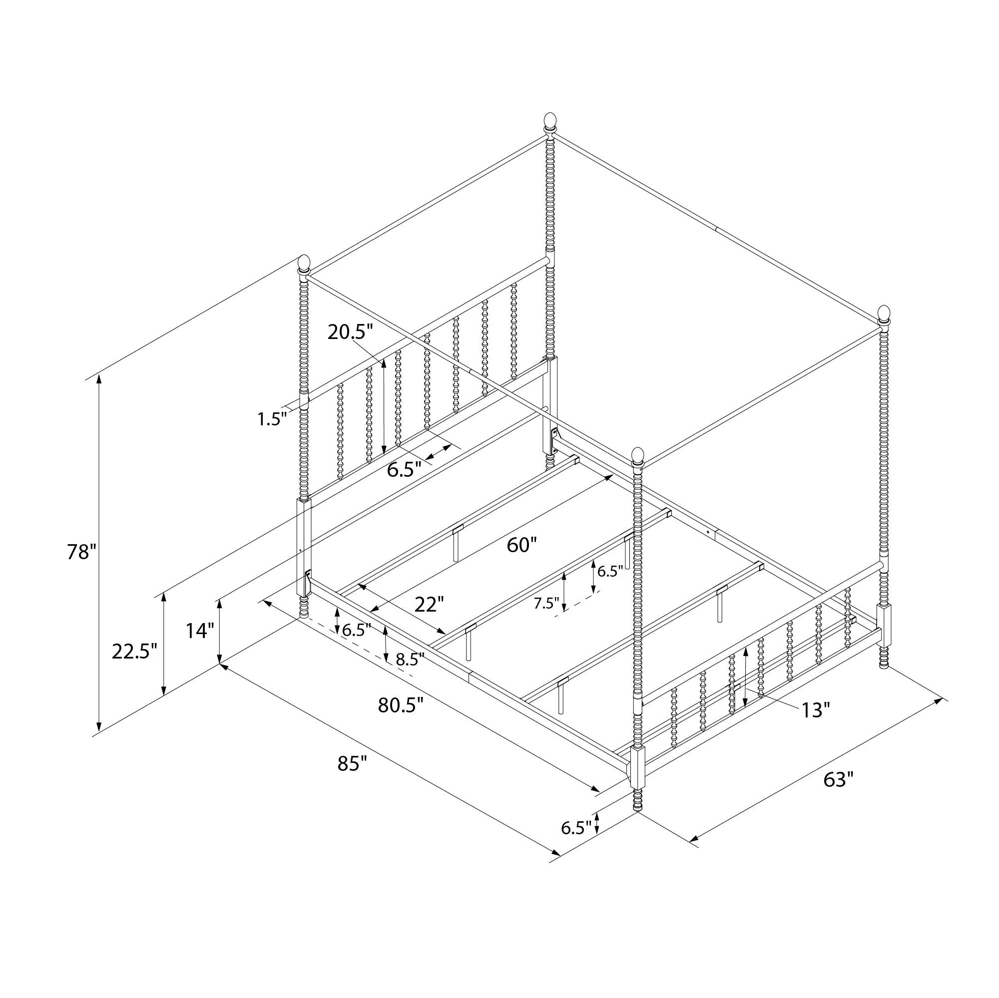 Jenny Lind Metal Canopy Bed Frame