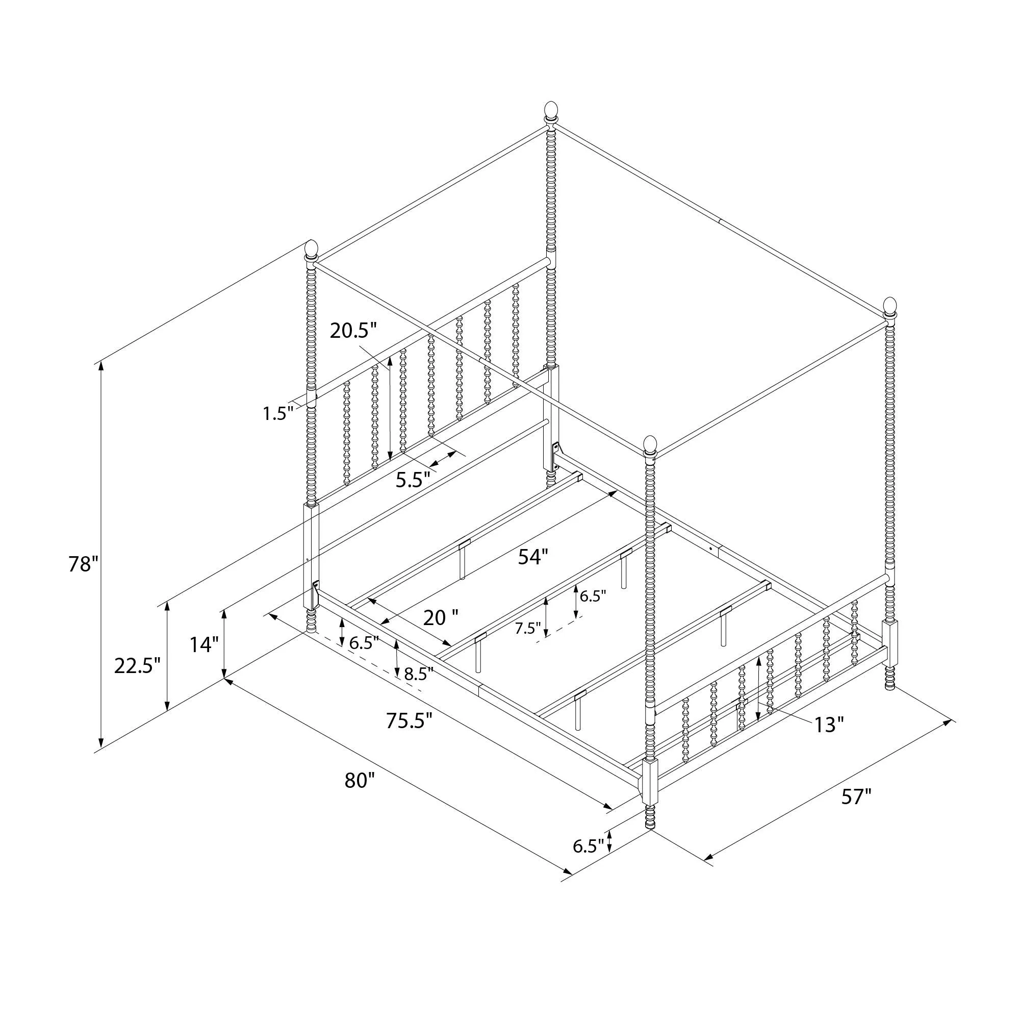 Jenny Lind Metal Canopy Bed Frame