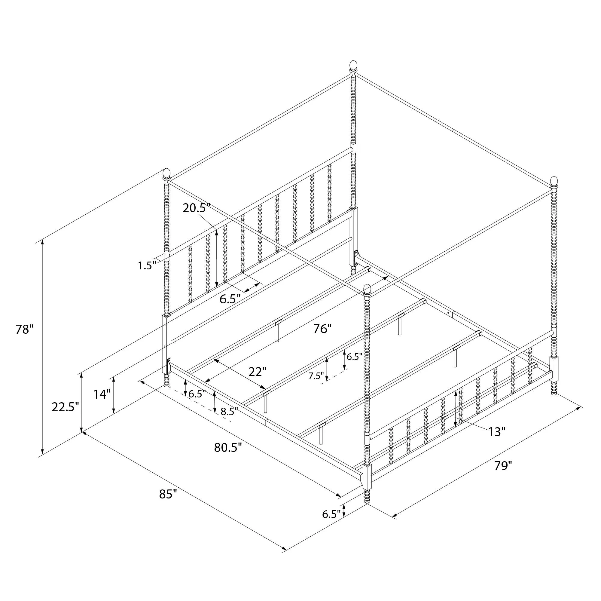 Jenny Lind Metal Canopy Bed Frame