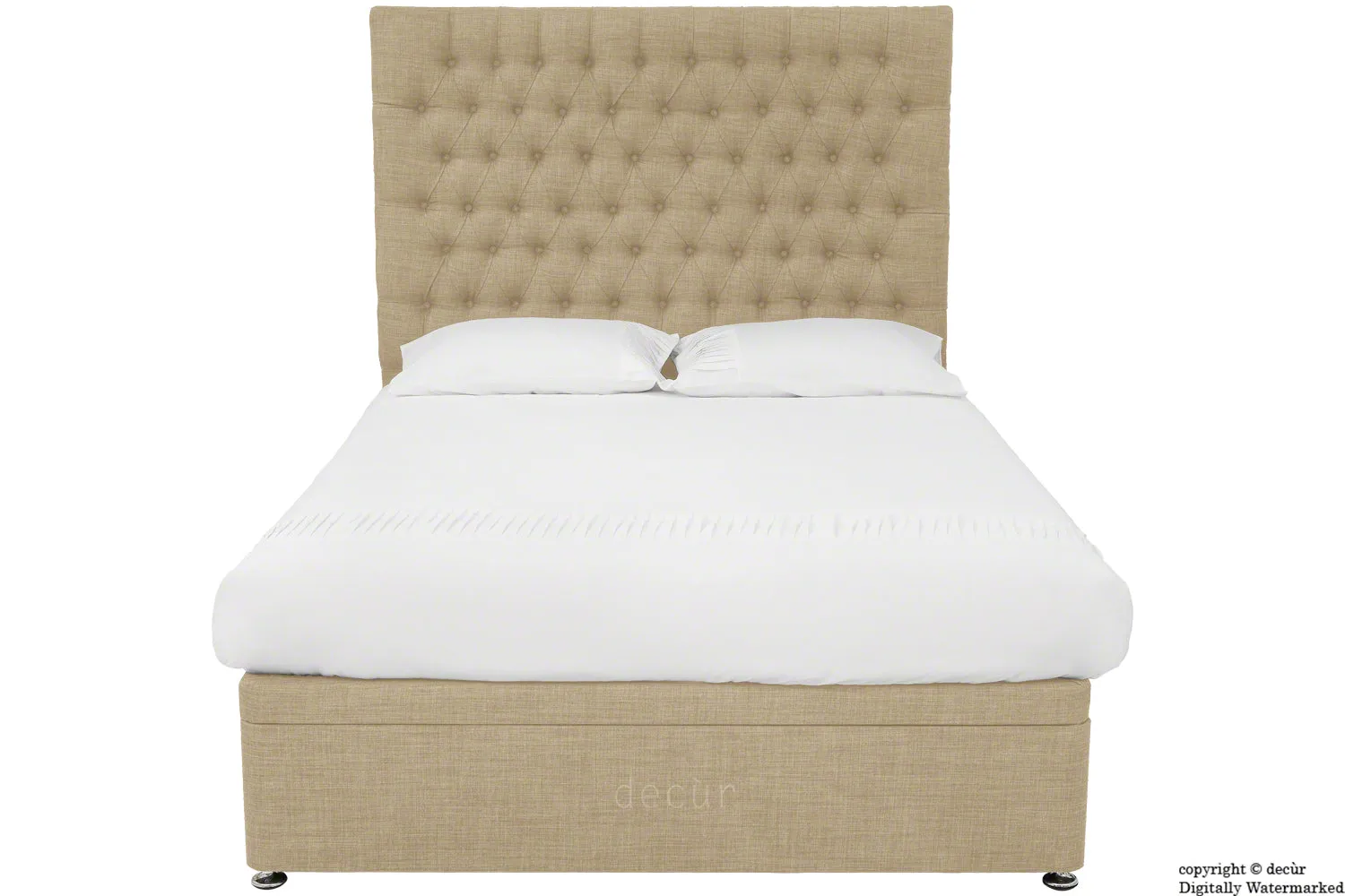 Kensington Linen Upholstered Ottoman Bed - Fudge