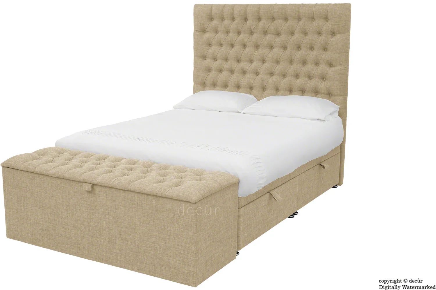 Kensington Linen Upholstered Ottoman Bed - Fudge