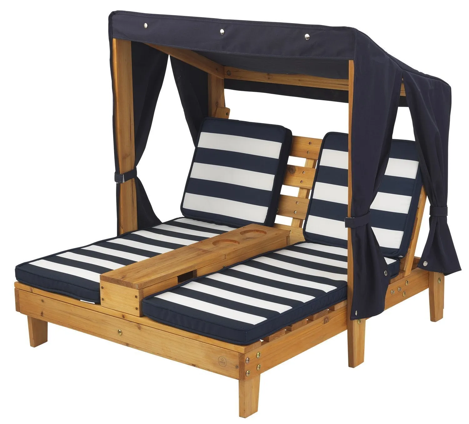 KidKraft Outdoor Double Chaise Lounge, Honey/Navy/White, One Size