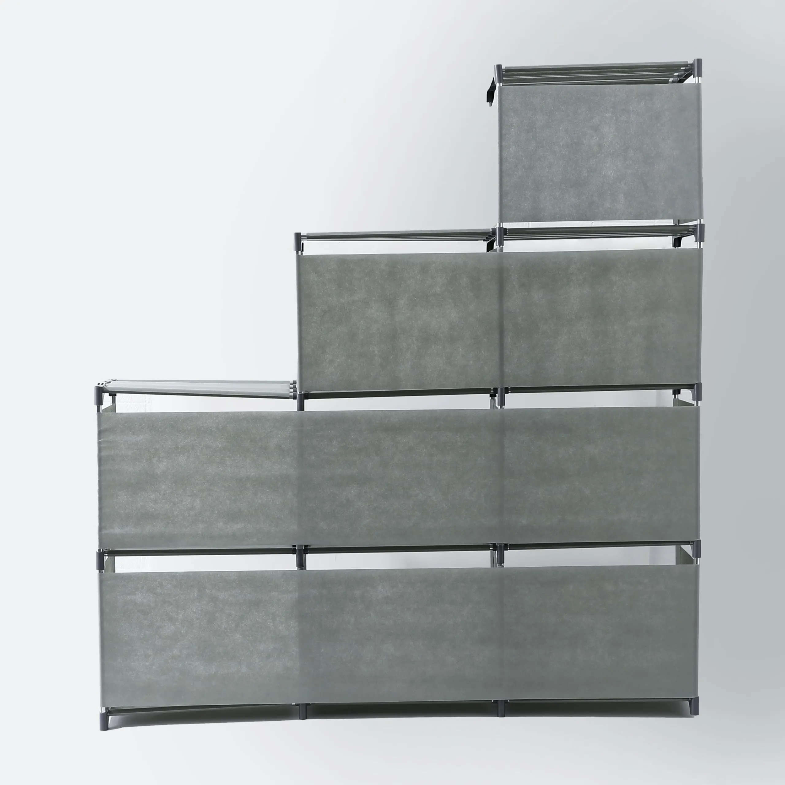 Kuber Industries 9 Layer Book Rack | Book Cabinet Shelves for Bedroom Office Living Room | Storage Shelve for Books Storage Organizer | Multipurpose Strong Build Adjustable Shelf Rack | SJ432G| Grey