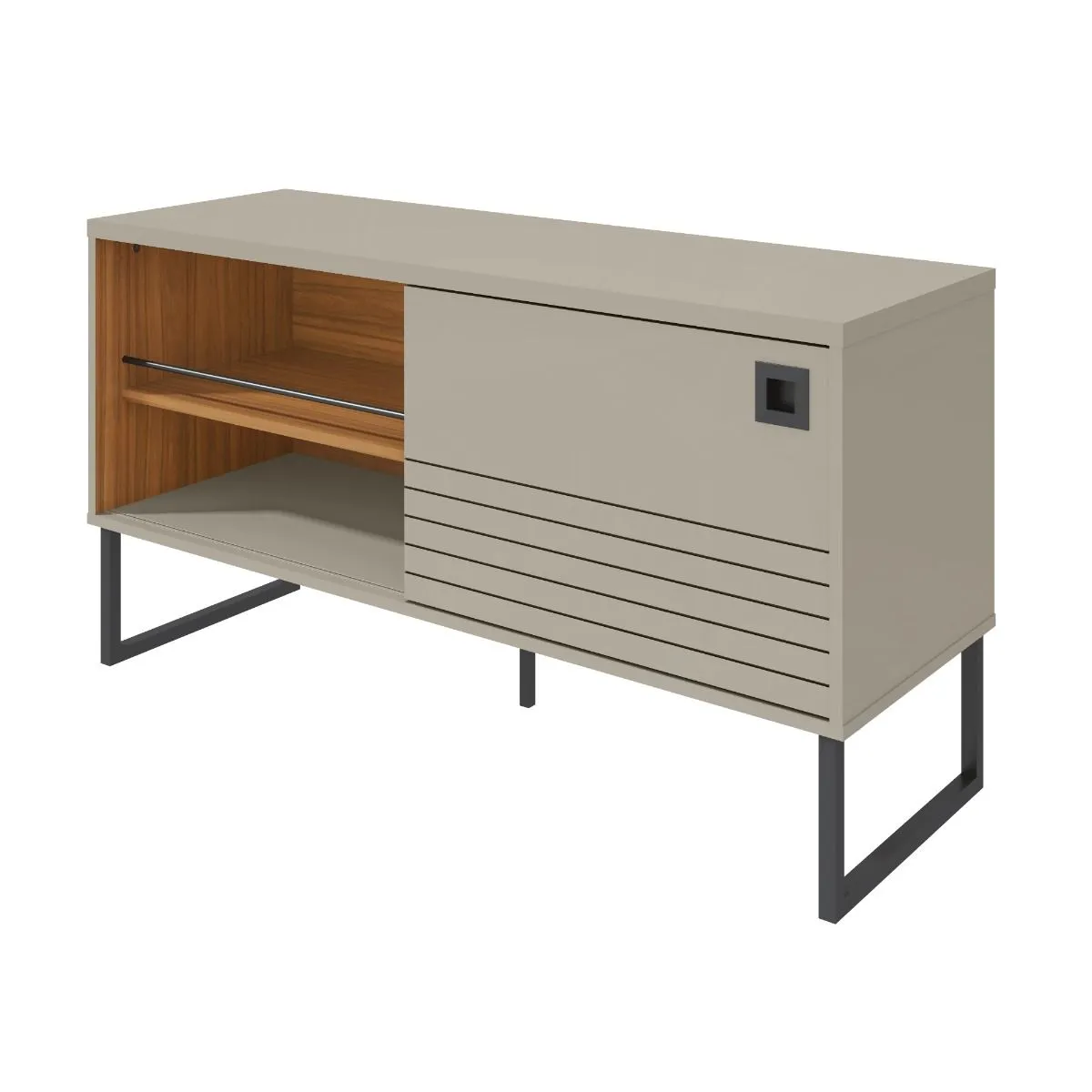 Loft 47.24 Modern TV Stand with Steel Legs in Off White and Wood