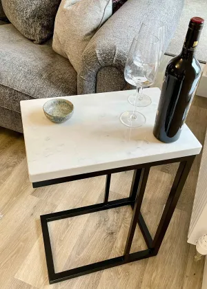 Luna Marble Metal Side Sofa Table