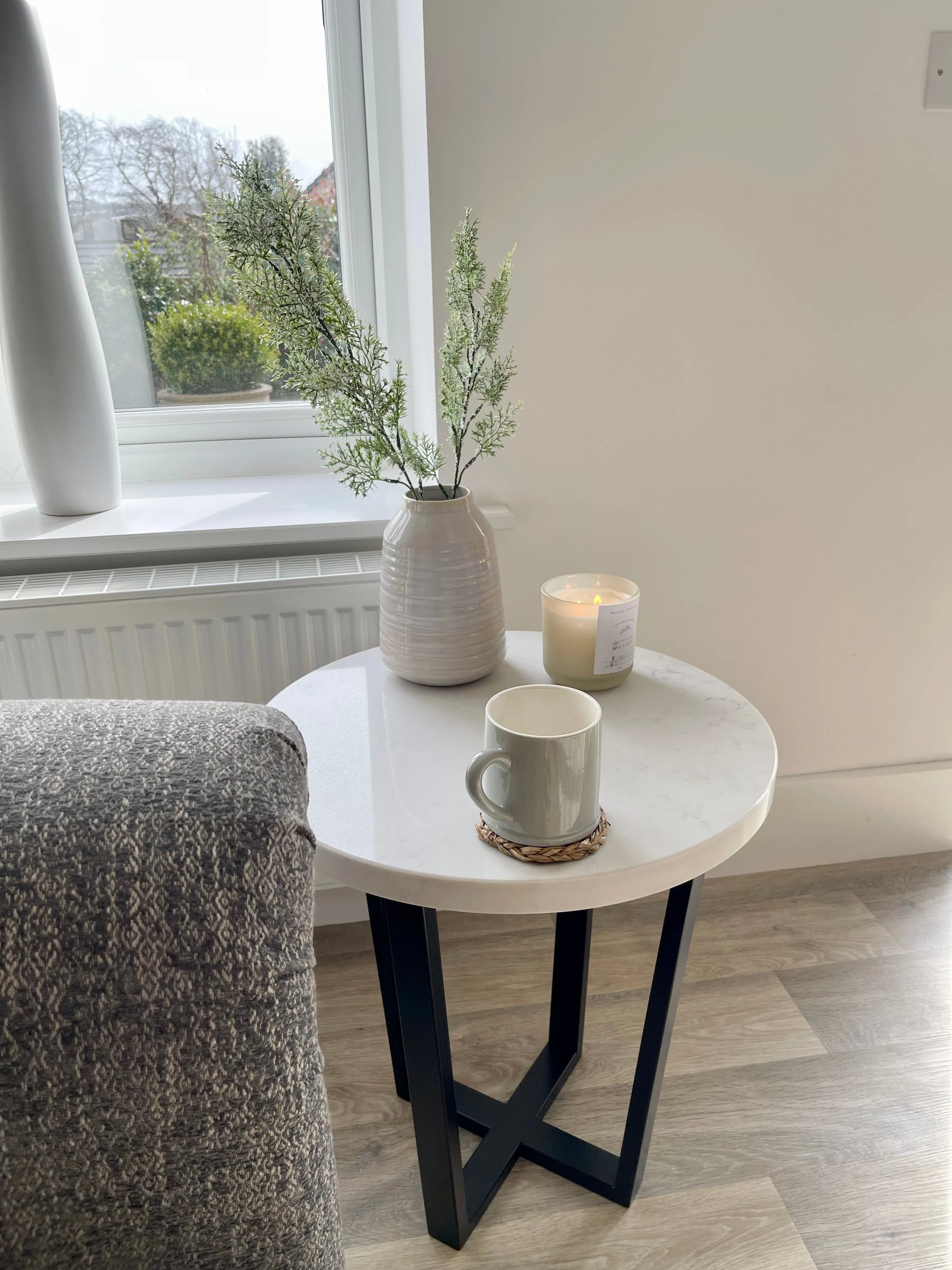 Luna Round Marble Metal Side Table