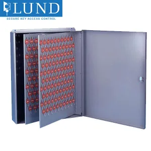 Lund - 556 - Large Single Door Wall Mount Key Cabinet - Optional Tag System - Optional Capacity - 18 Gauge Steel - Grey Powder Coat Finish