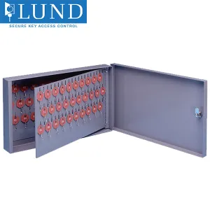 Lund - Single Door Wall Mount Key Cabinet - Small - Optional Tag System - Optional Capacity - 18 Gauge Steel - Grey Powder Coat Finish