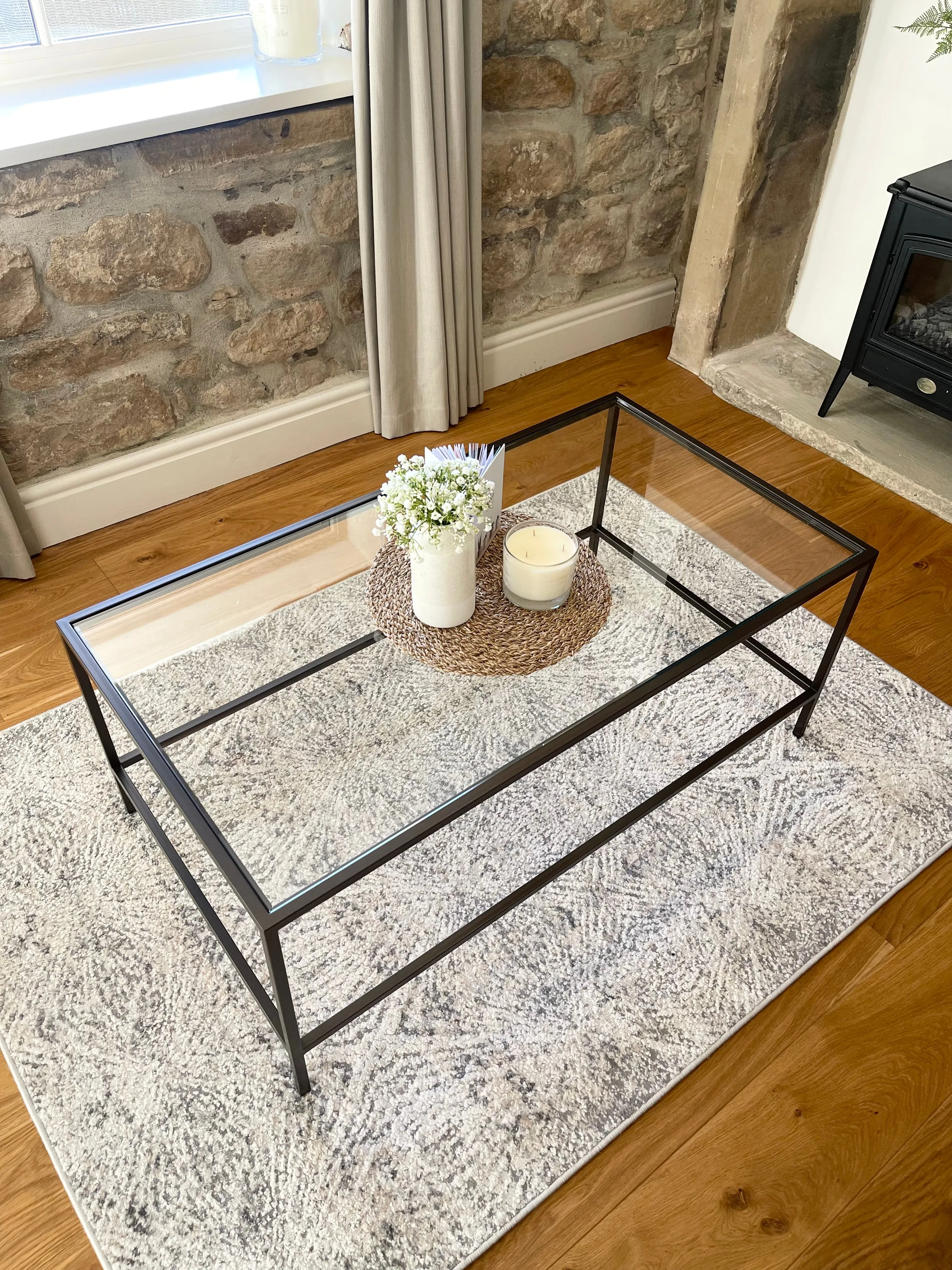 Madison Glass Metal Coffee Table - Dark Bronze