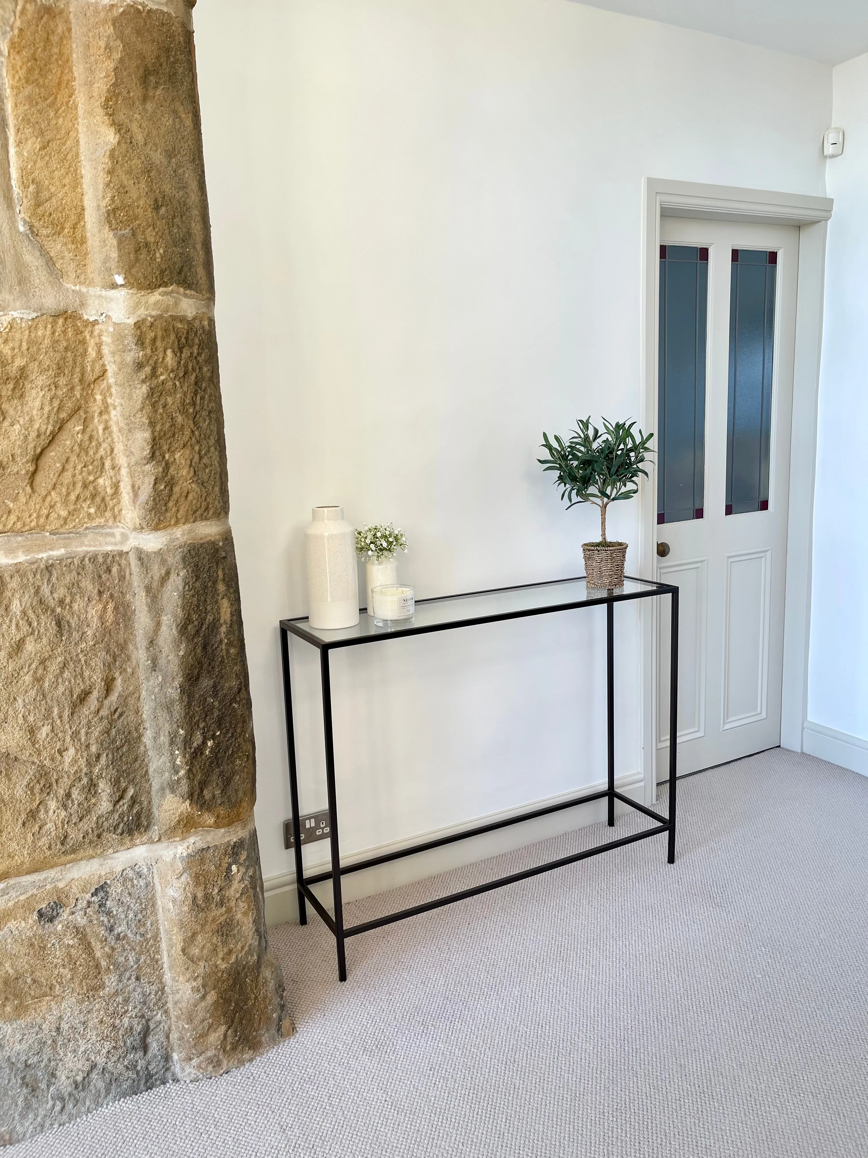 Madison Glass Metal Console Table - Dark Bronze