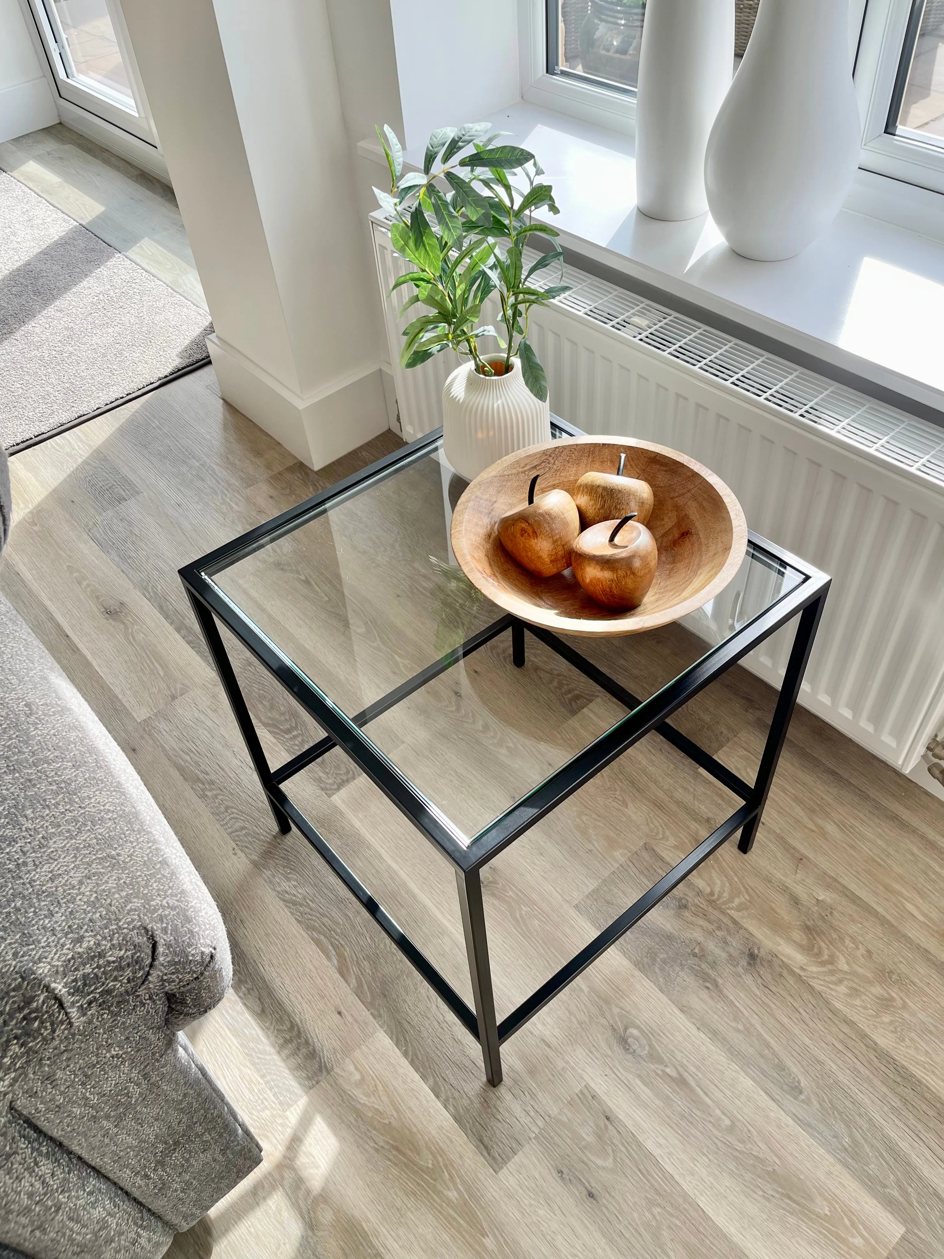 Madison Glass Metal Side Table - Black