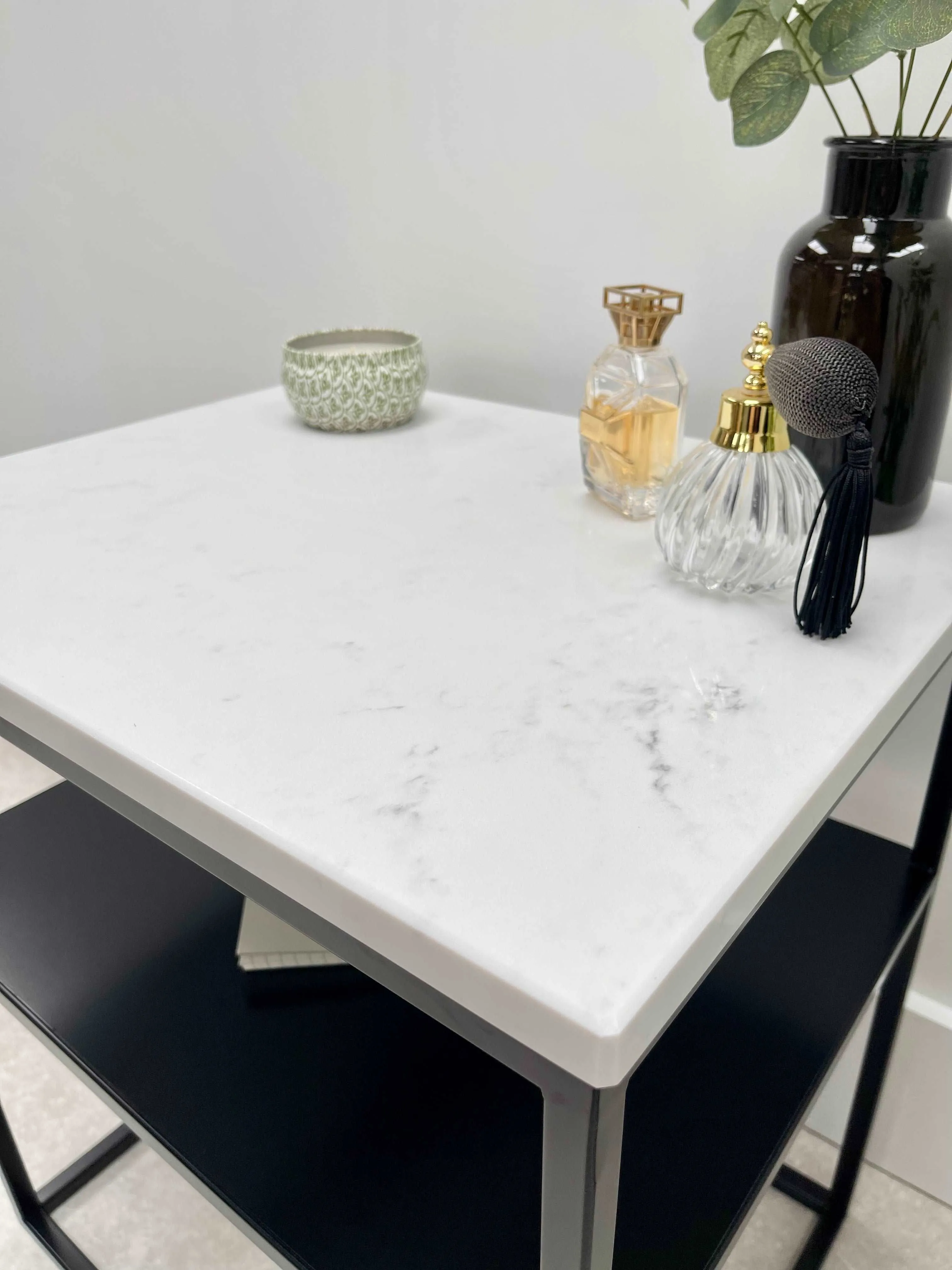 Marble Metal Bedside Table