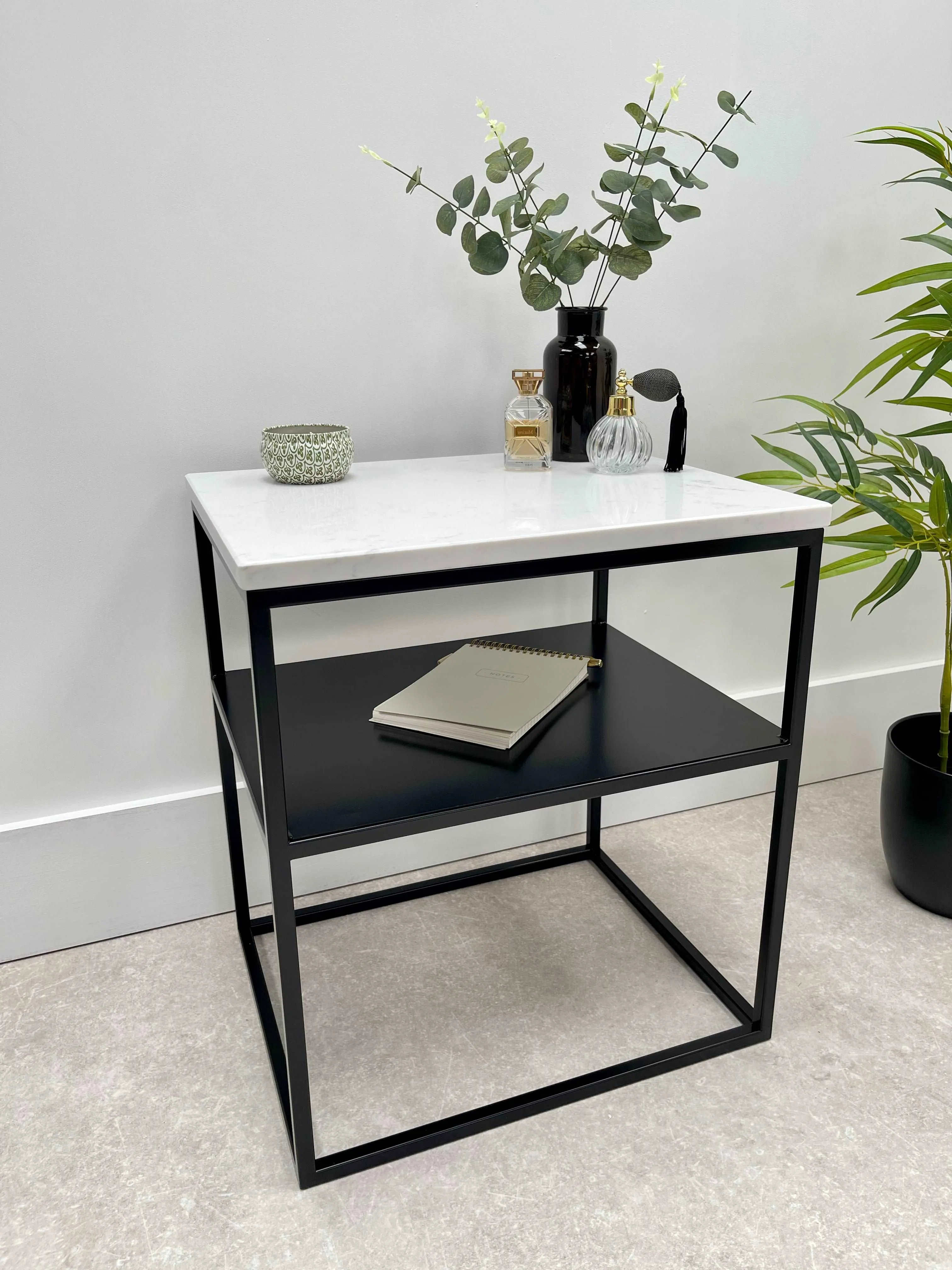 Marble Metal Bedside Table