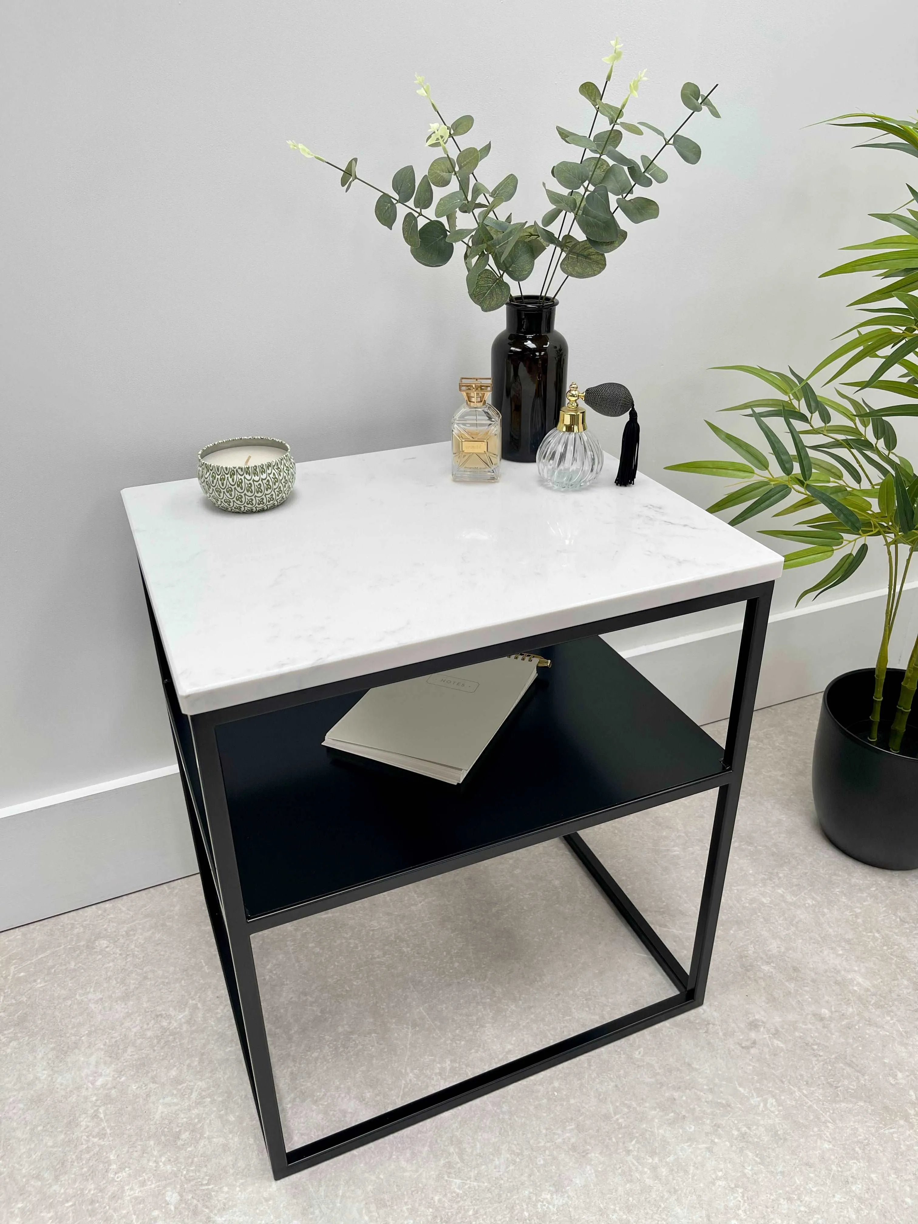 Marble Metal Bedside Table