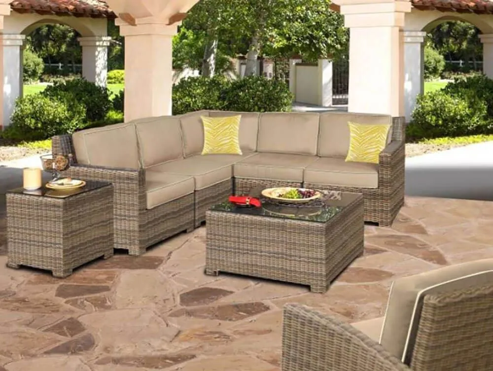 Marina 5 Piece Wicker Sectional