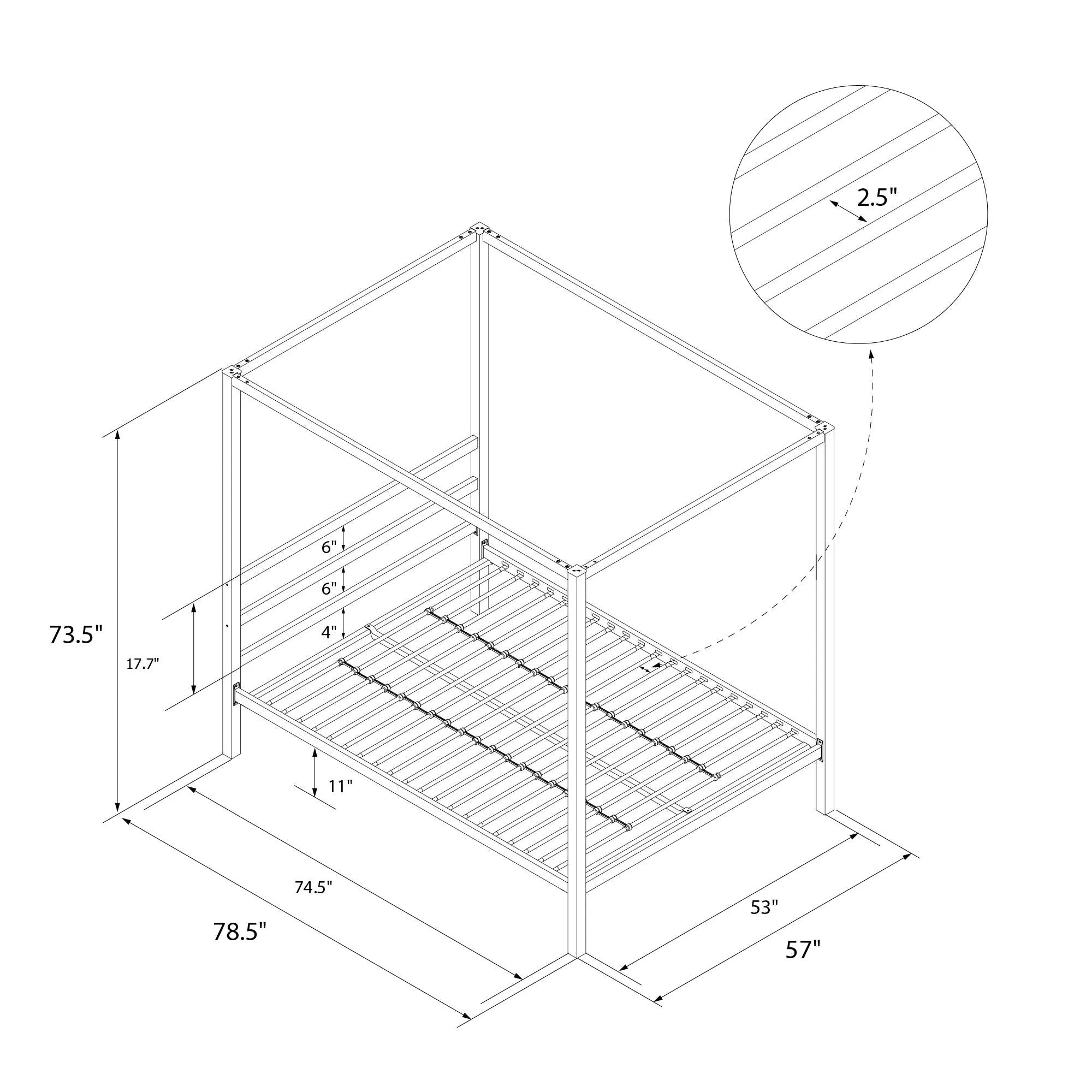 Modern Metal Canopy Bed Frame